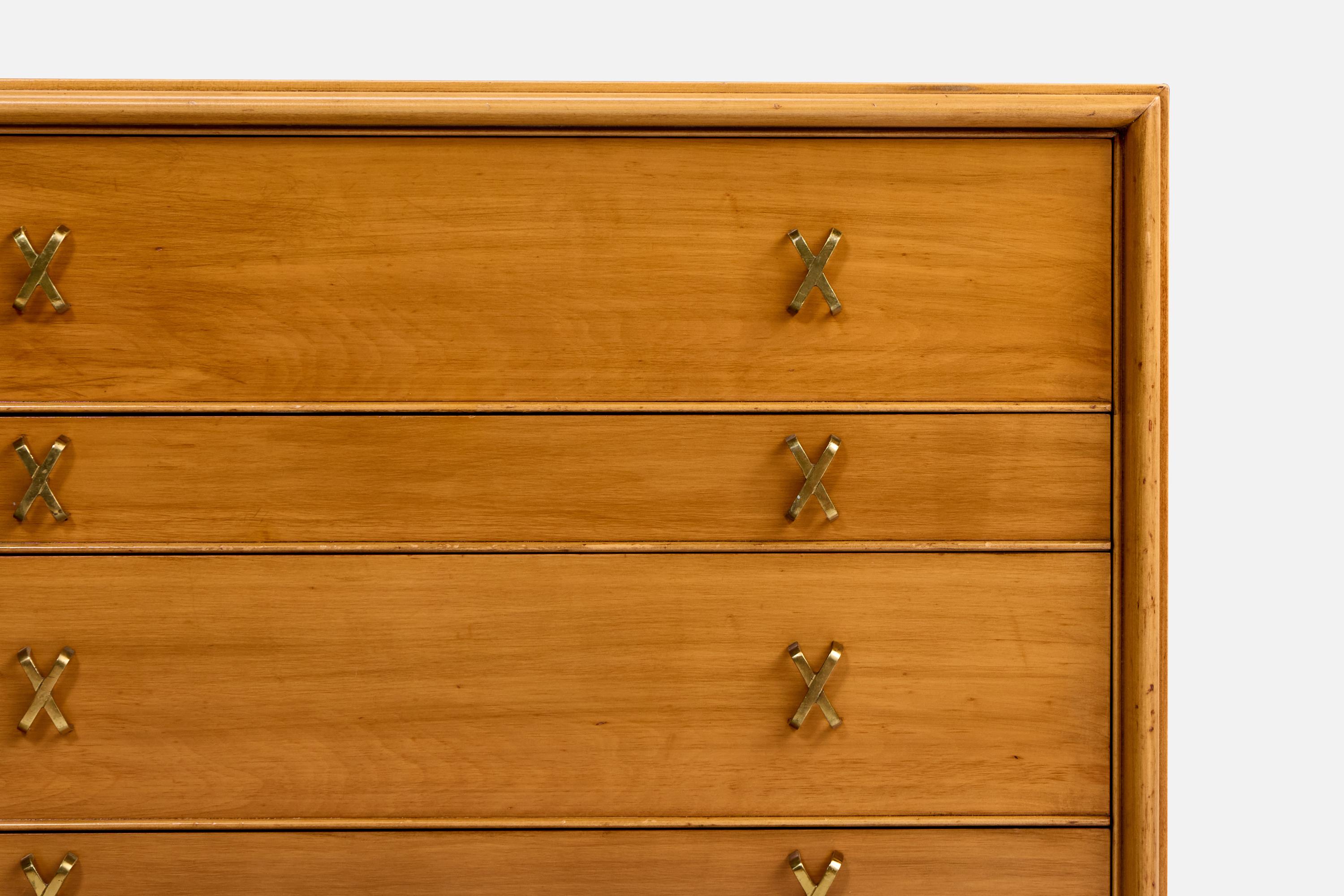 Paul Frankl, Dresser, Wood, Brass, USA, 1950s (amerikanisch) im Angebot