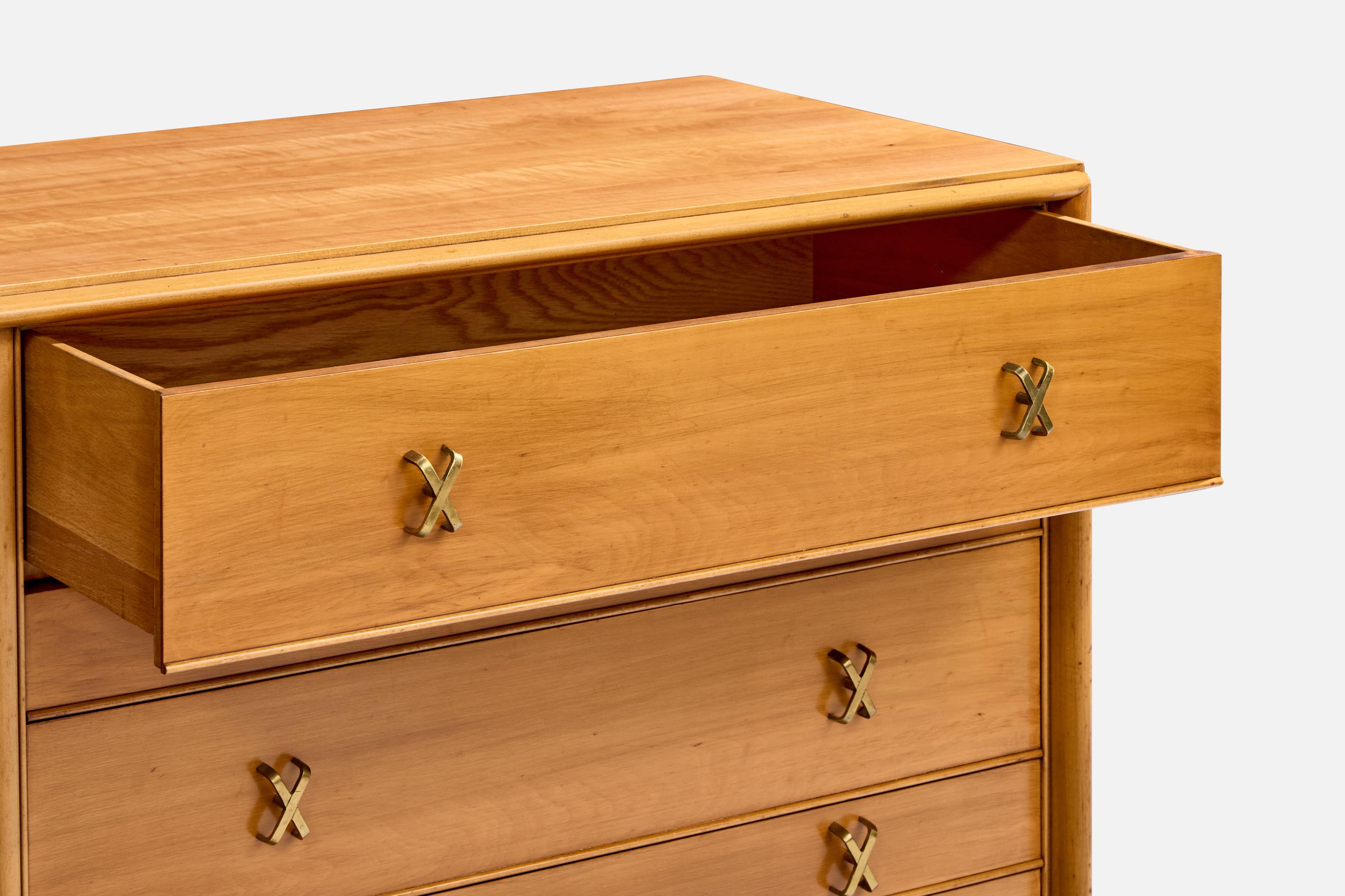 Paul Frankl, Dresser, Wood, Brass, USA, 1950s im Zustand „Gut“ im Angebot in High Point, NC