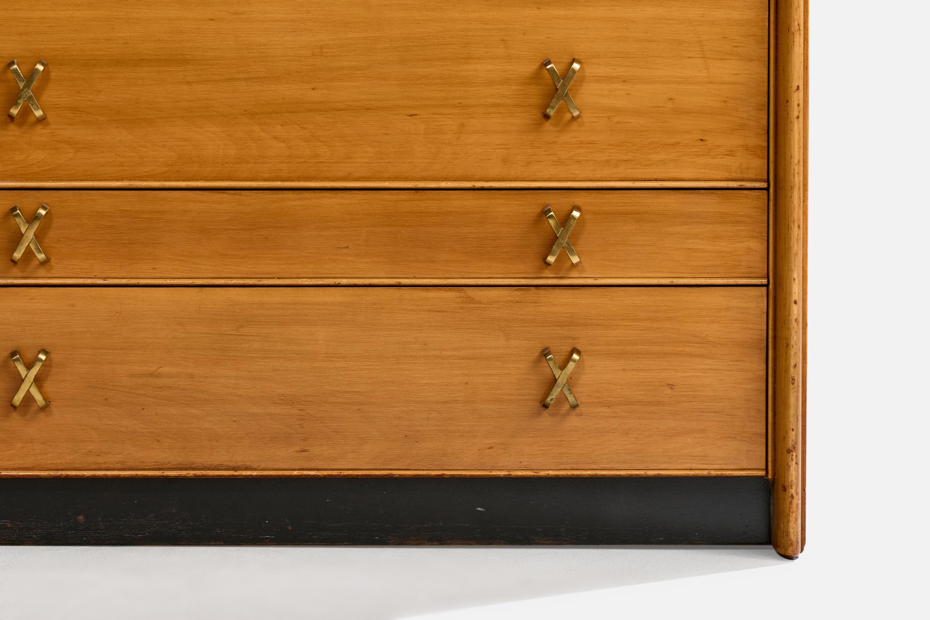 Paul Frankl, Dresser, Wood, Brass, USA, 1950s im Angebot 1