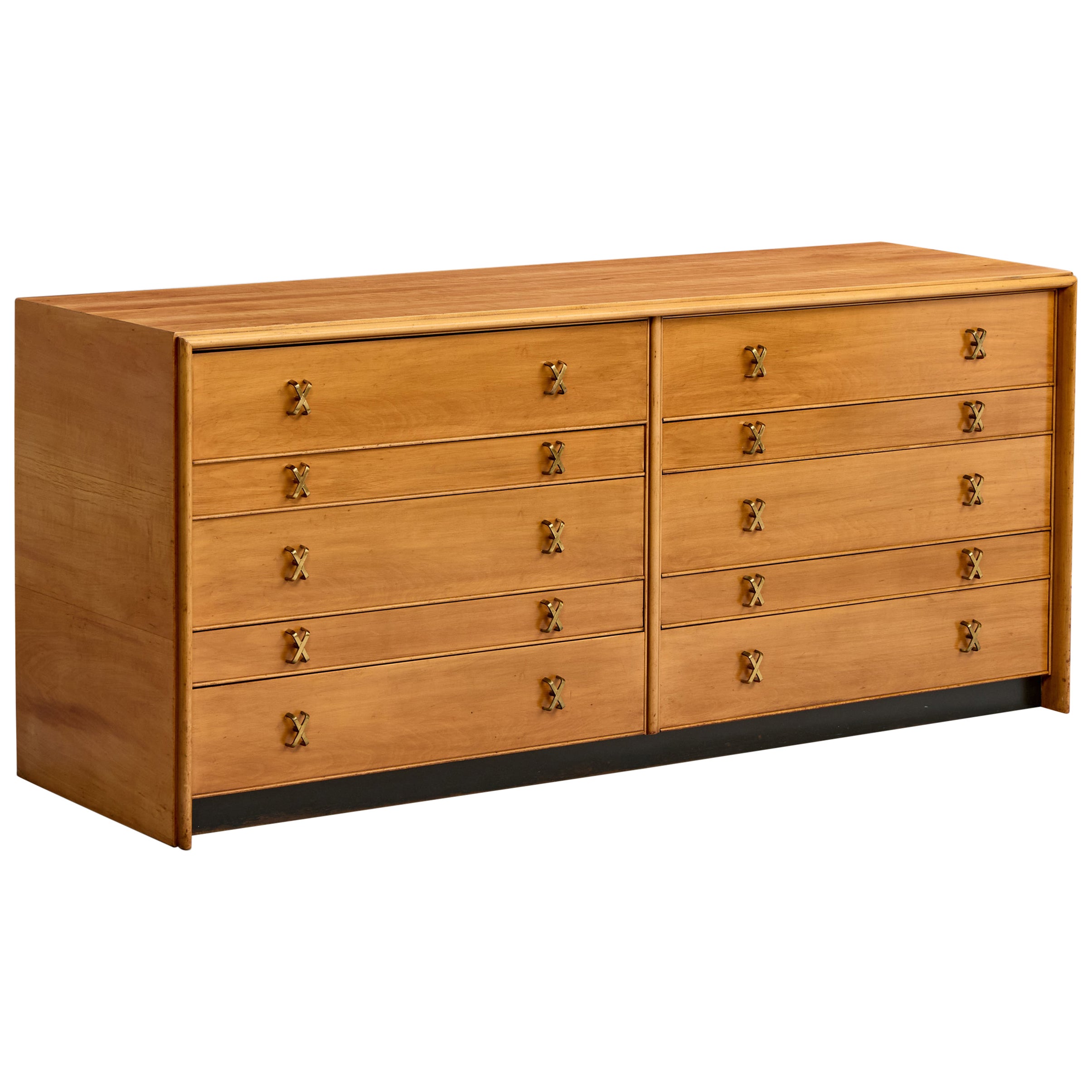 Paul Frankl, Kommode, Holz, Messing, USA, 1950er Jahre