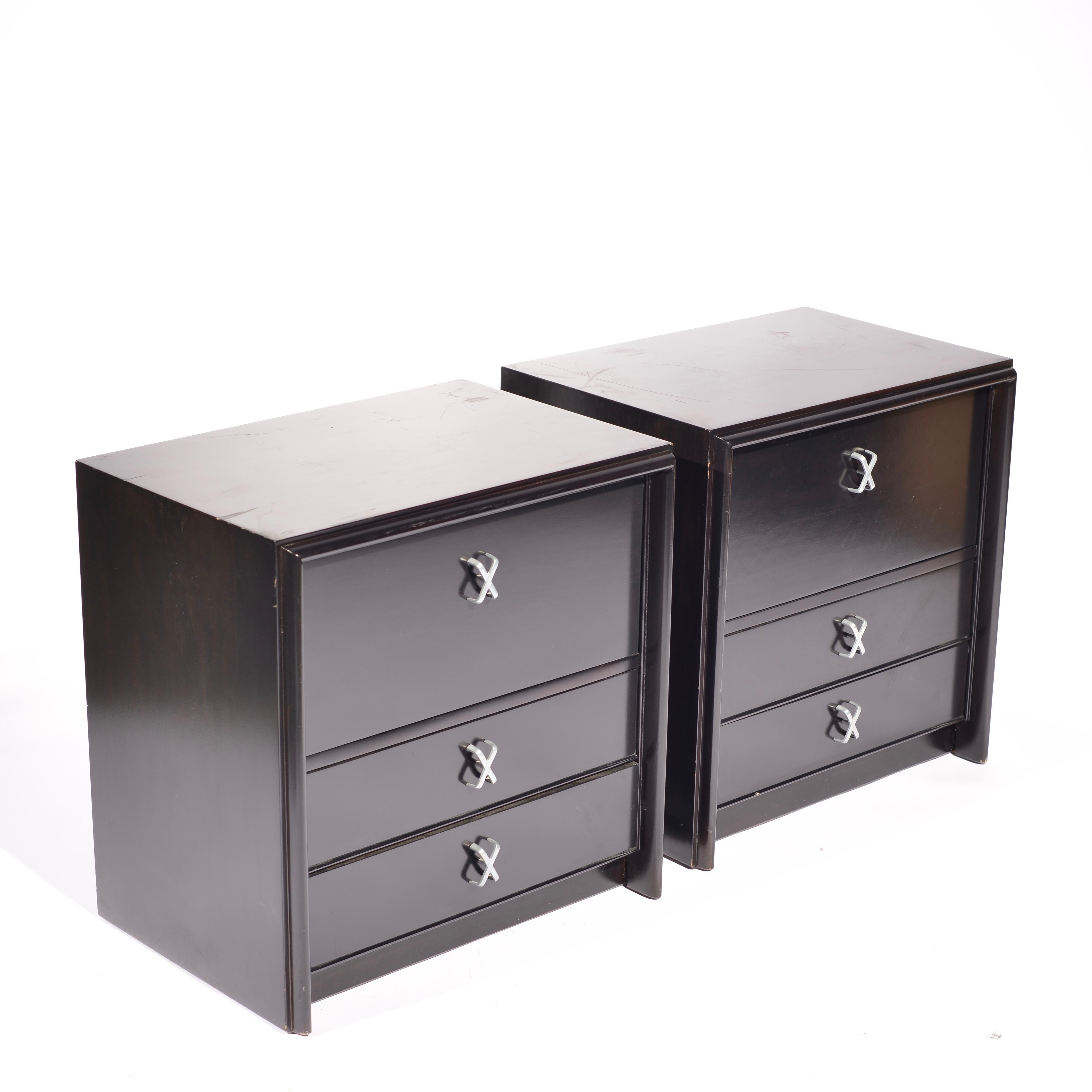 Mid-Century Modern Paul Frankl Ebony Nightstands for John Stuart For Sale