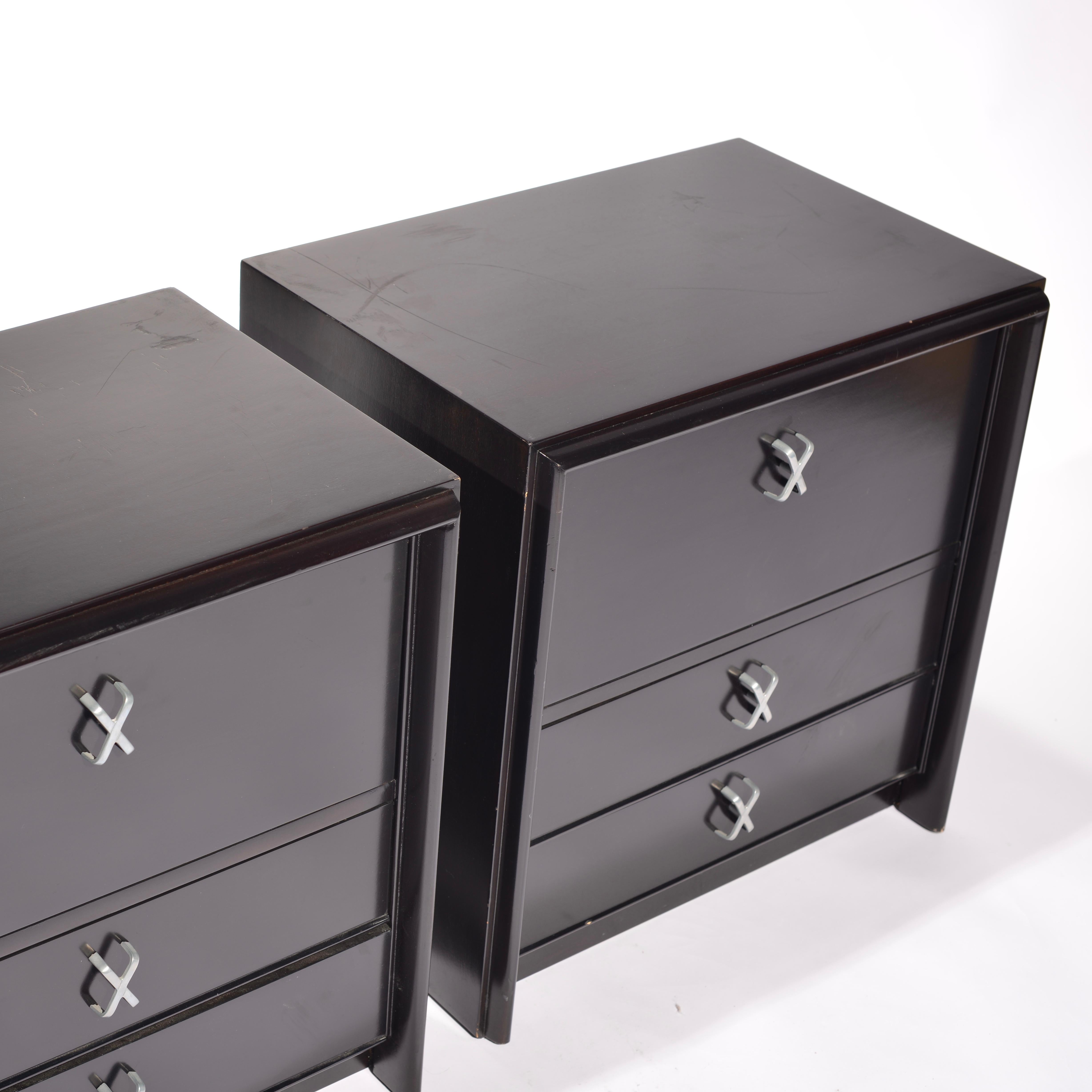 American Paul Frankl Ebony Nightstands for John Stuart For Sale