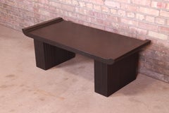 Paul Frankl for Brown Saltman Black Lacquered Coffee Table, Newly Refinished
