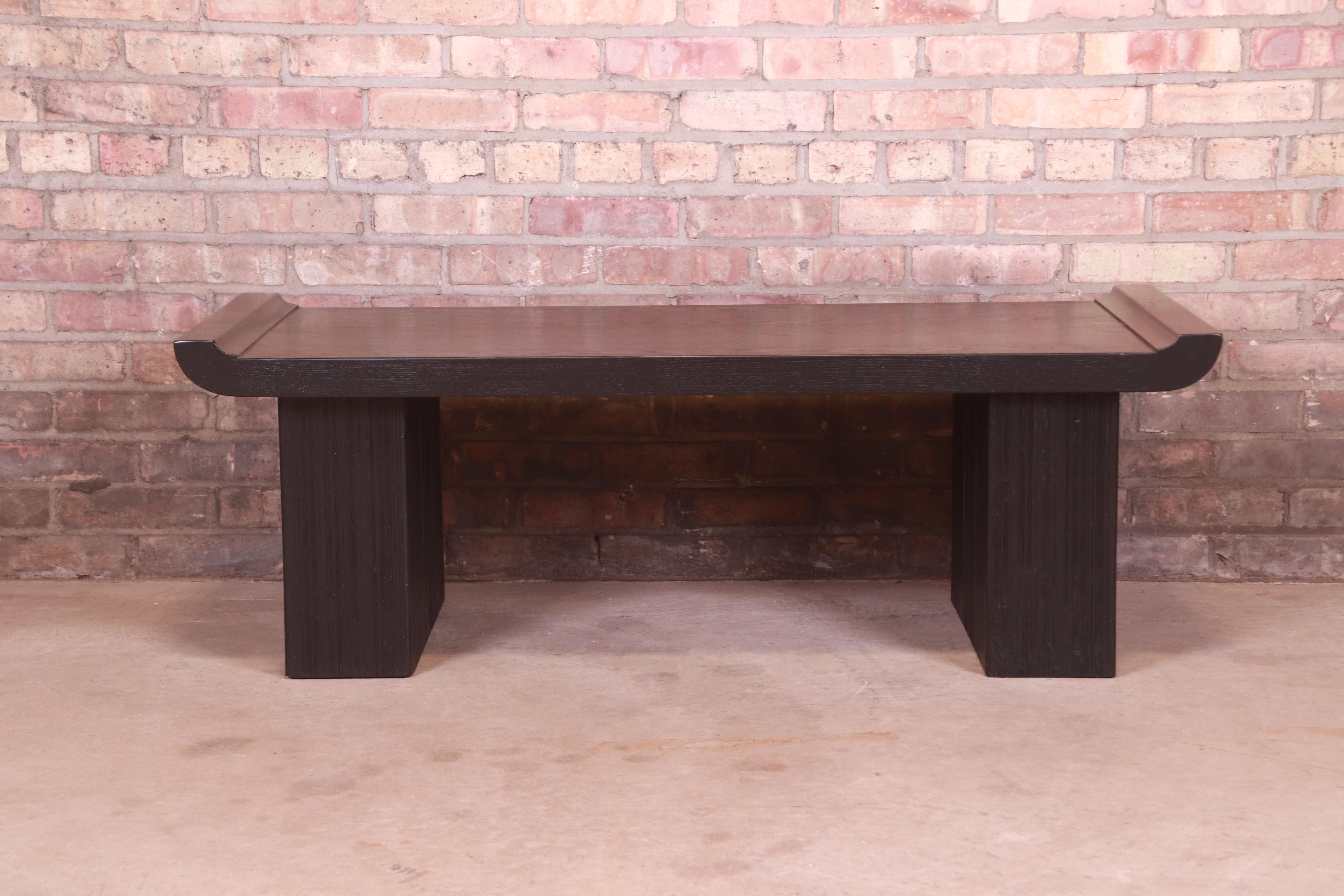 American Paul Frankl for Brown Saltman Black Lacquered Coffee Table, Newly Refinished For Sale