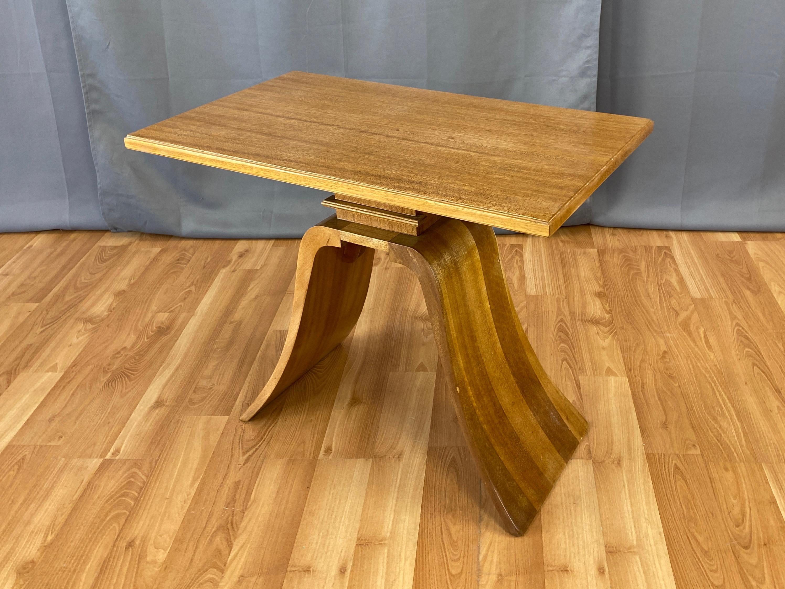Art Deco Paul Frankl for Brown-Saltman Blonde Mahogany End Table, Late 1930s