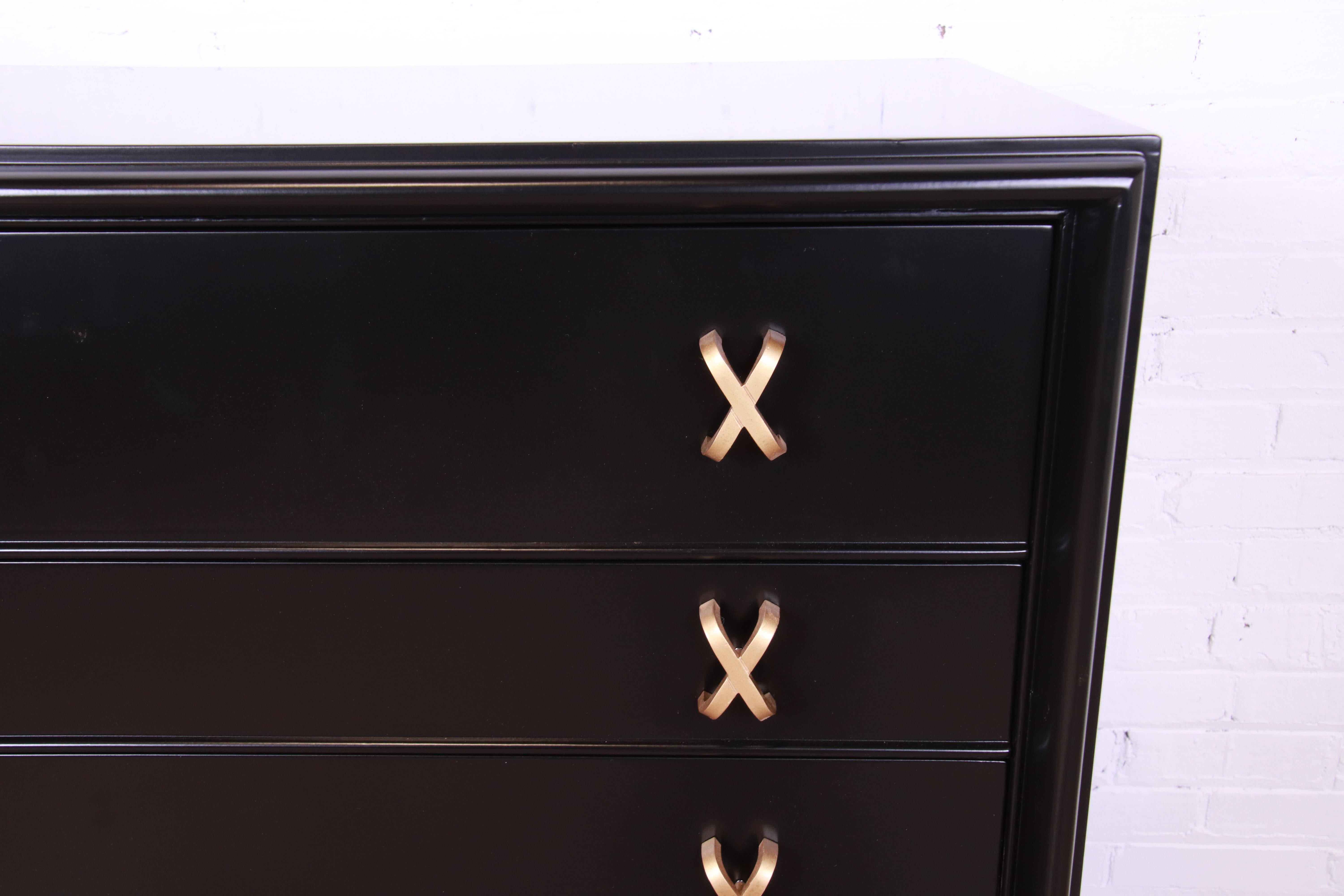 Paul Frankl for Johnson Furniture Black Lacquered Highboy Dresser, Refinished 4
