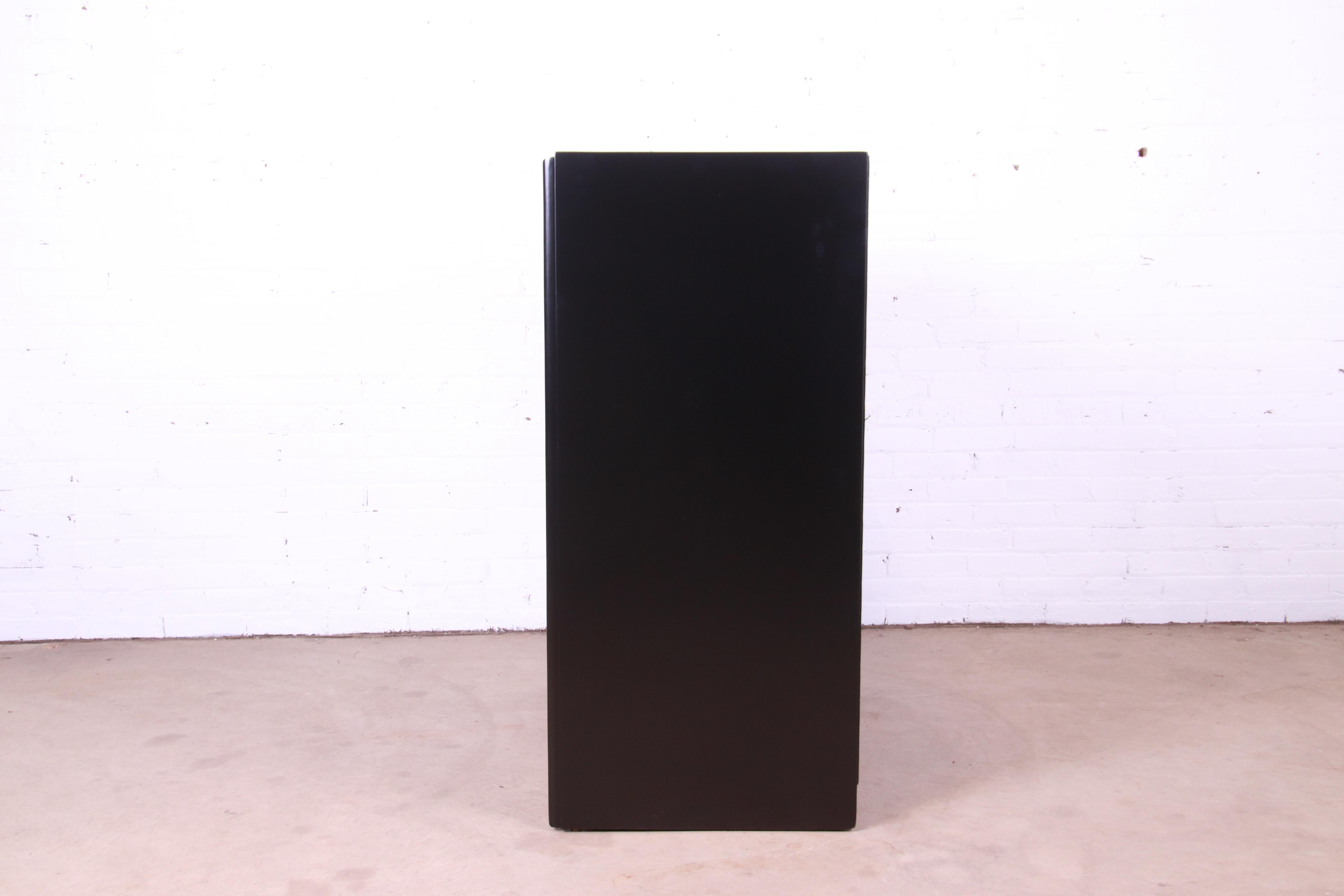 Paul Frankl for Johnson Furniture Black Lacquered Highboy Dresser, Refinished 6