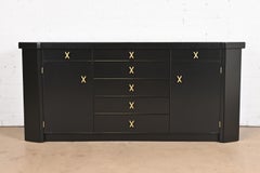 Sideboard-Anrichte aus schwarz lackiertem Mahagoni, Paul Frankl für Johnson Furniture