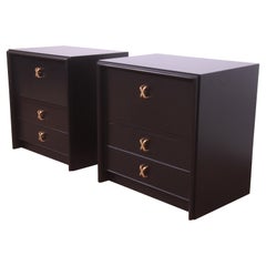 Schwarz lackierte Nachttische von Paul Frankl für Johnson Furniture, neu lackiert