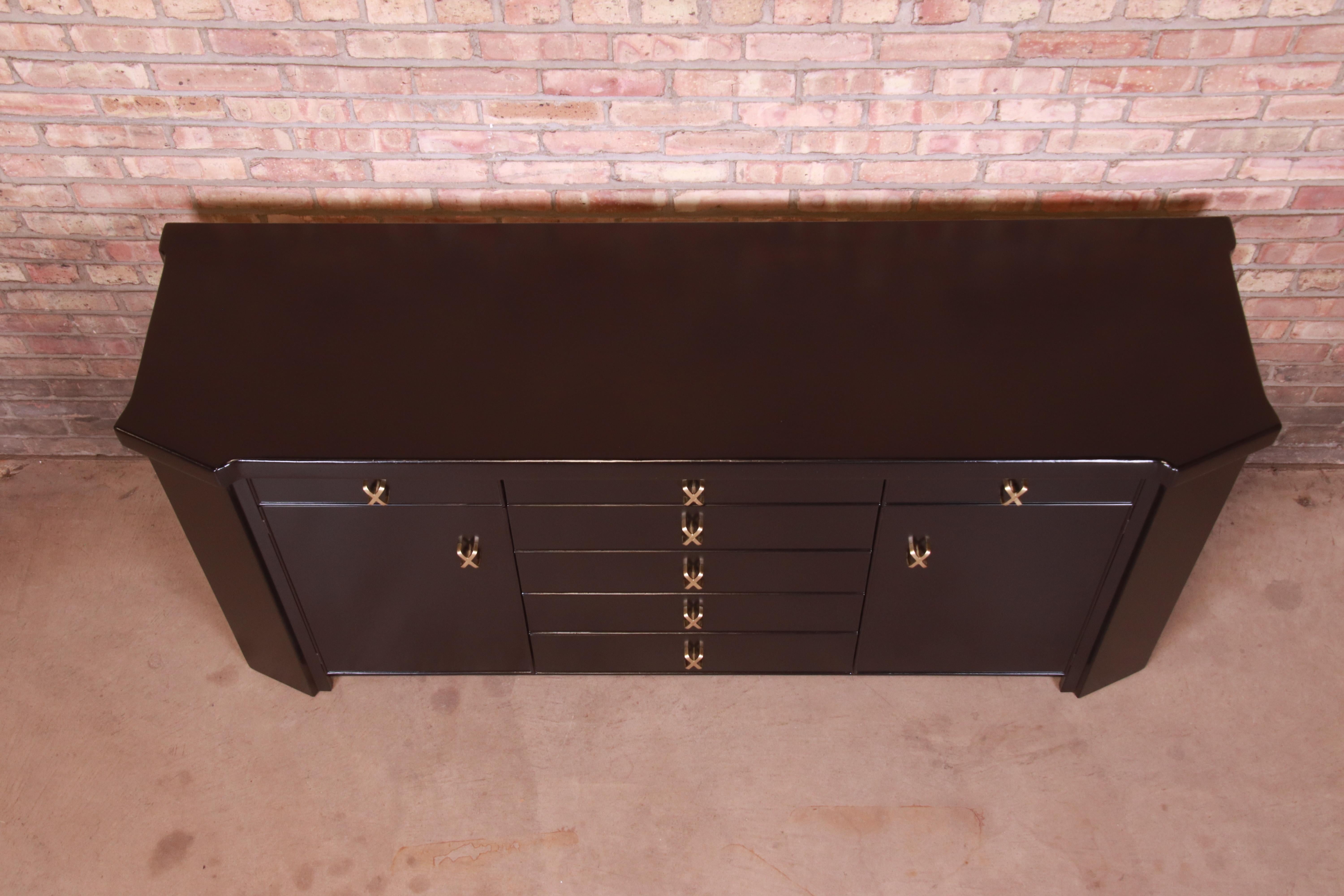 Paul Frankl for Johnson Furniture Black Lacquered Sideboard, Newly Refinished 8