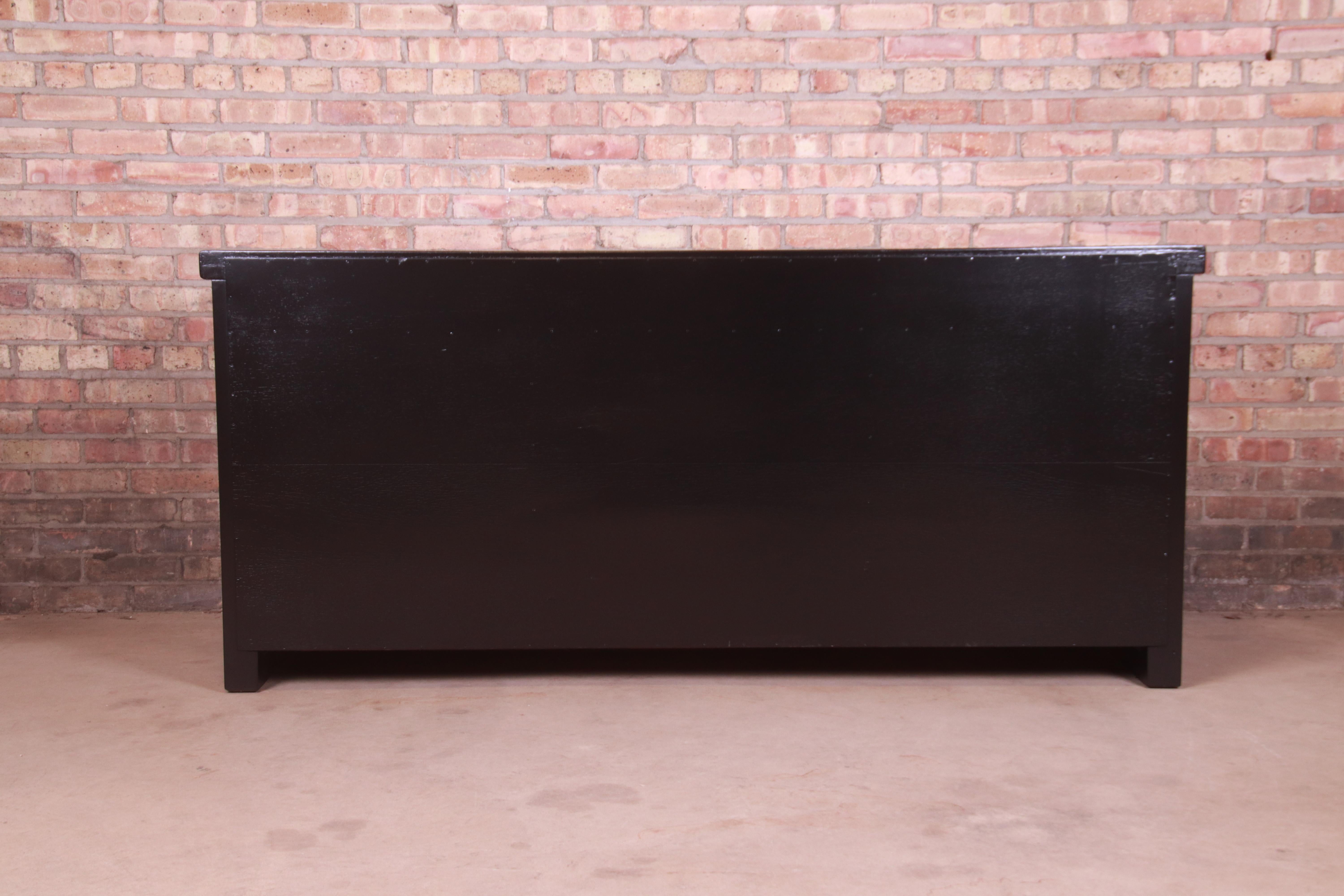 Paul Frankl for Johnson Furniture Black Lacquered Sideboard, Newly Refinished 11