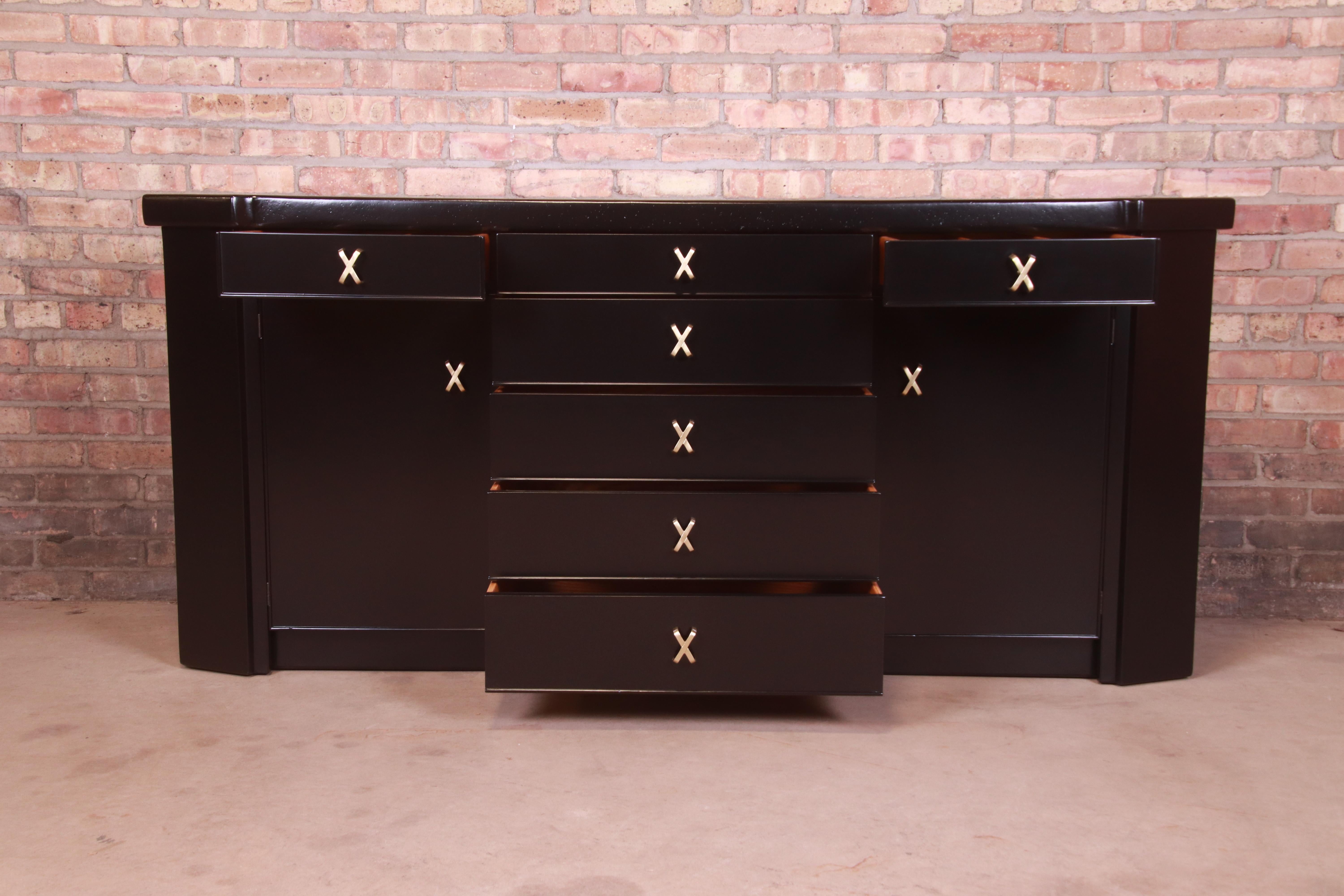 Paul Frankl for Johnson Furniture Black Lacquered Sideboard, Newly Refinished 2