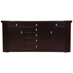 Paul Frankl for Johnson Furniture Black Lacquered Sideboard, Newly Refinished