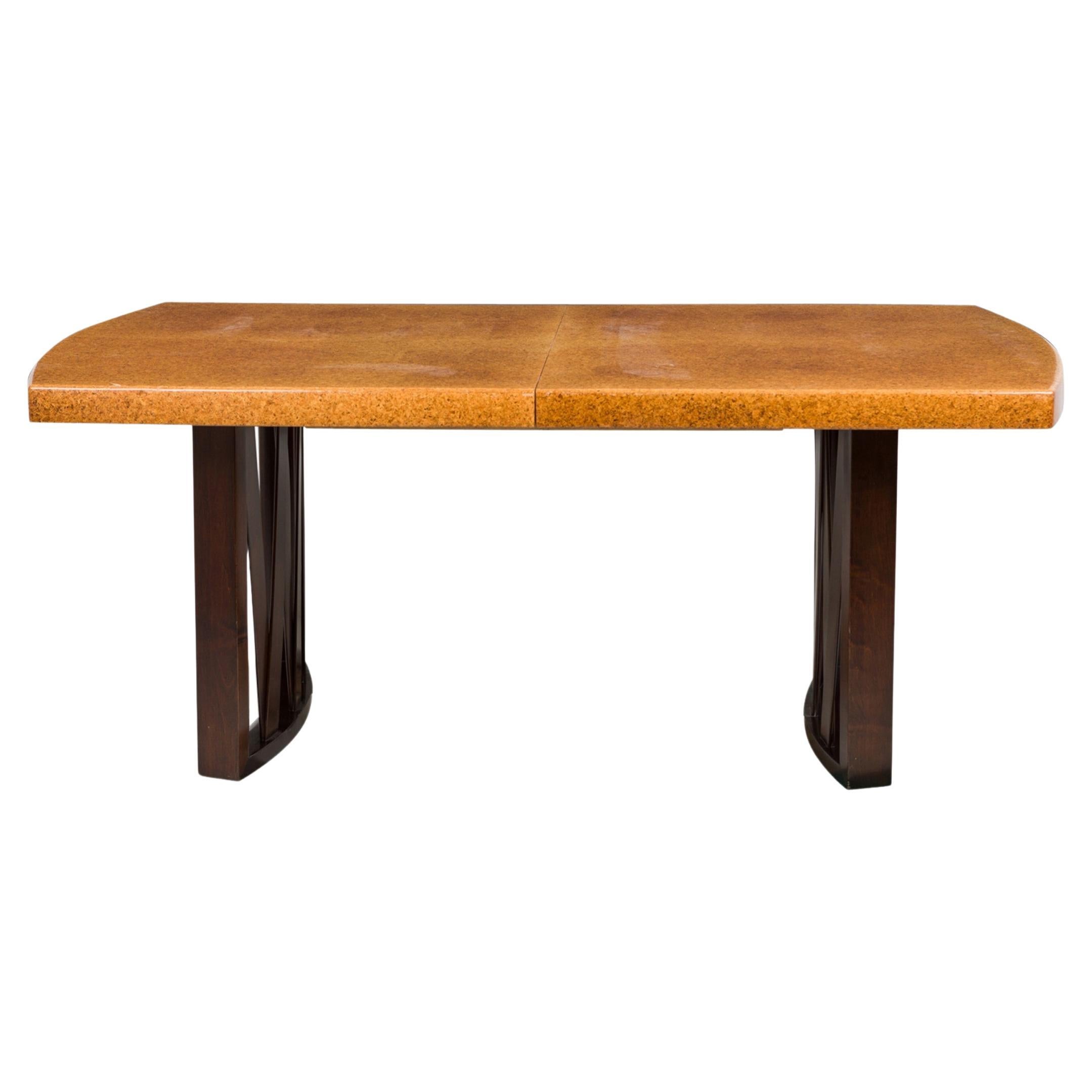 Paul Frankl pour Johnson Furniture Co. Table à manger avec plateau en liège et feuilles en vente