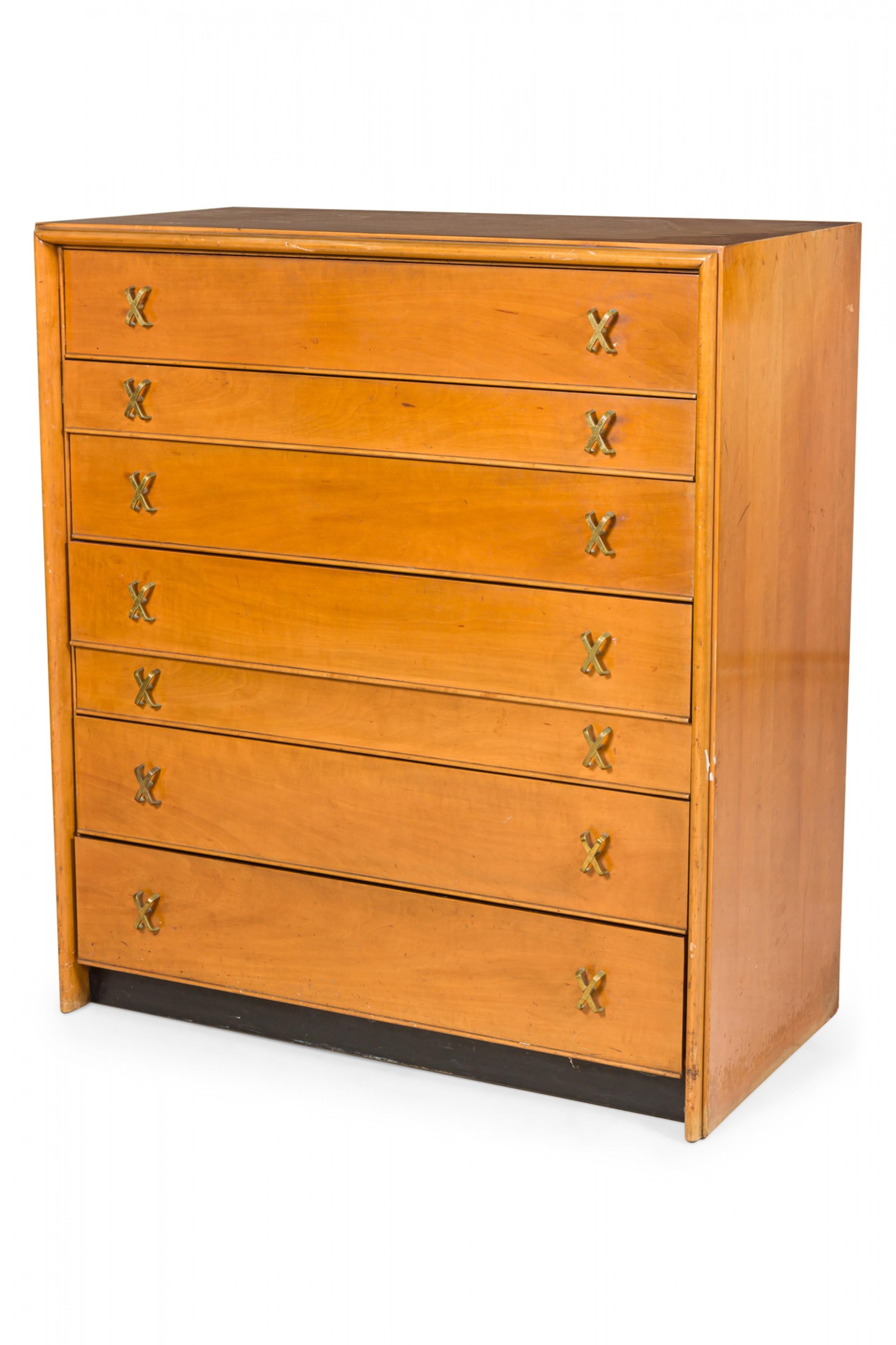 Paul Frankl for Johnson Furniture Co. Mid-Century Walnut Six Drawer High Chests For Sale 12