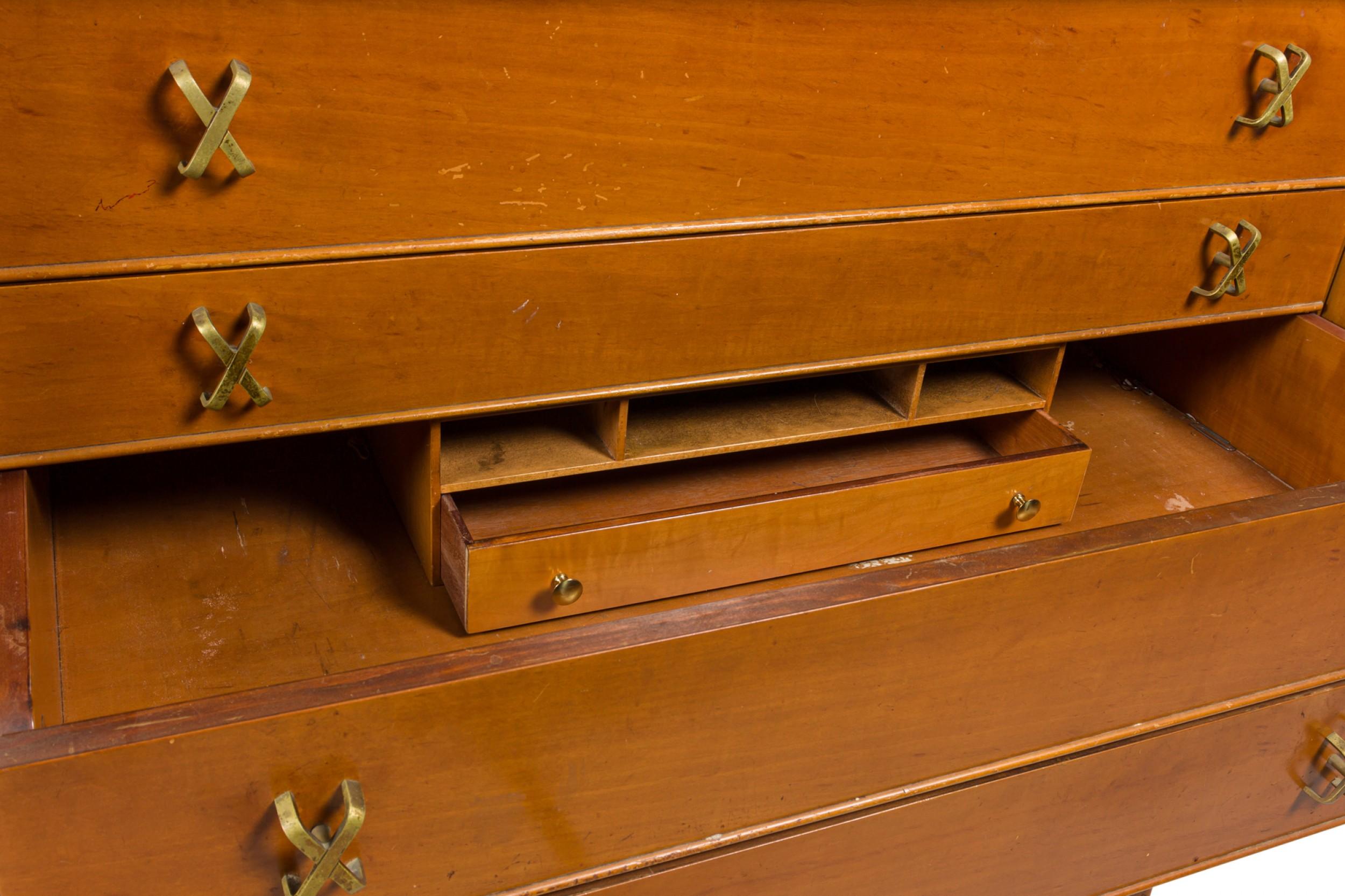 Paul Frankl for Johnson Furniture Co. Mid-Century Walnut Six Drawer High Chests For Sale 2