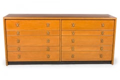 Paul Frankl for Johnson Furniture Co. Mid-Century Walnut Ten Drawer Low Chest