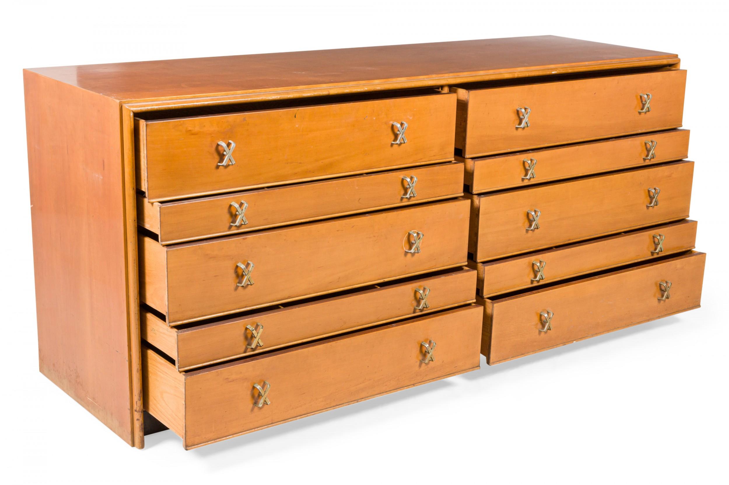 Paul Frankl for Johnson Furniture Co. Mid-Century Walnut Ten Drawer Low Chest 1