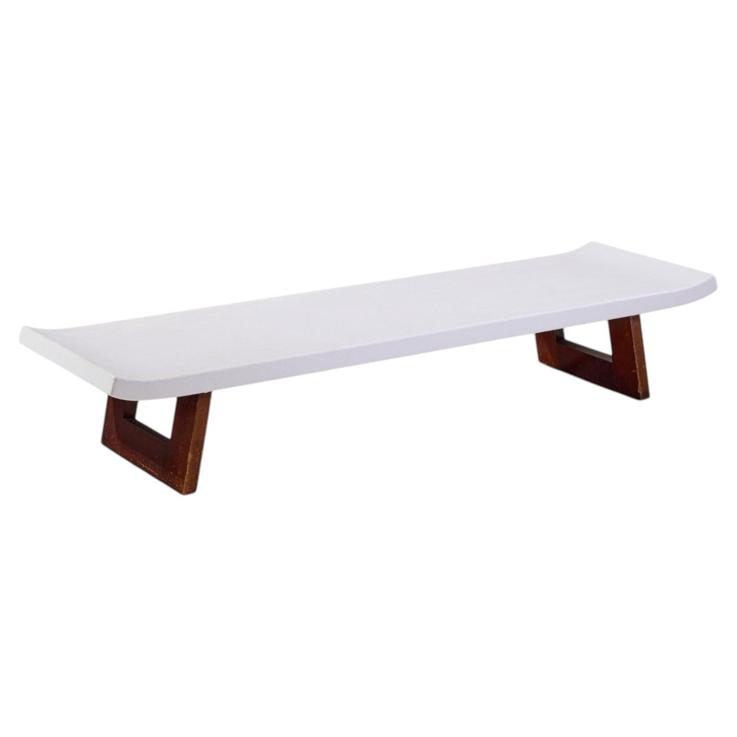 Paul Frankl pour Johnson Furniture Company Table basse banc en liège et acajou en vente