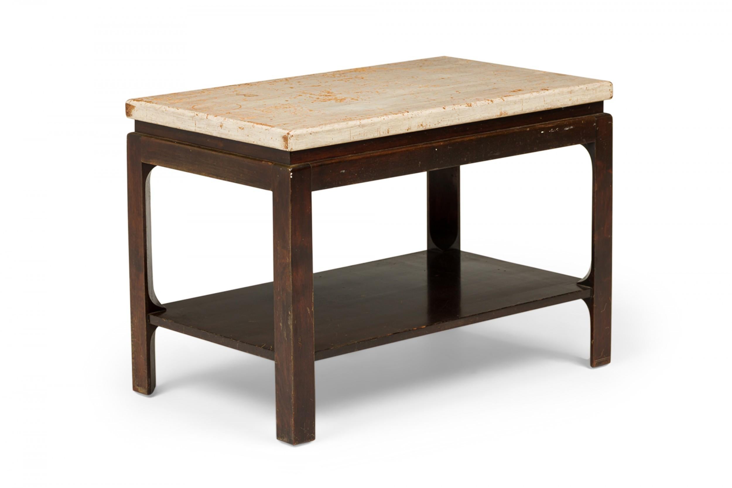 Paul Frankl para Johnson Furniture Company Mesa auxiliar y auxiliar de corcho y caoba Moderno de mediados de siglo en venta