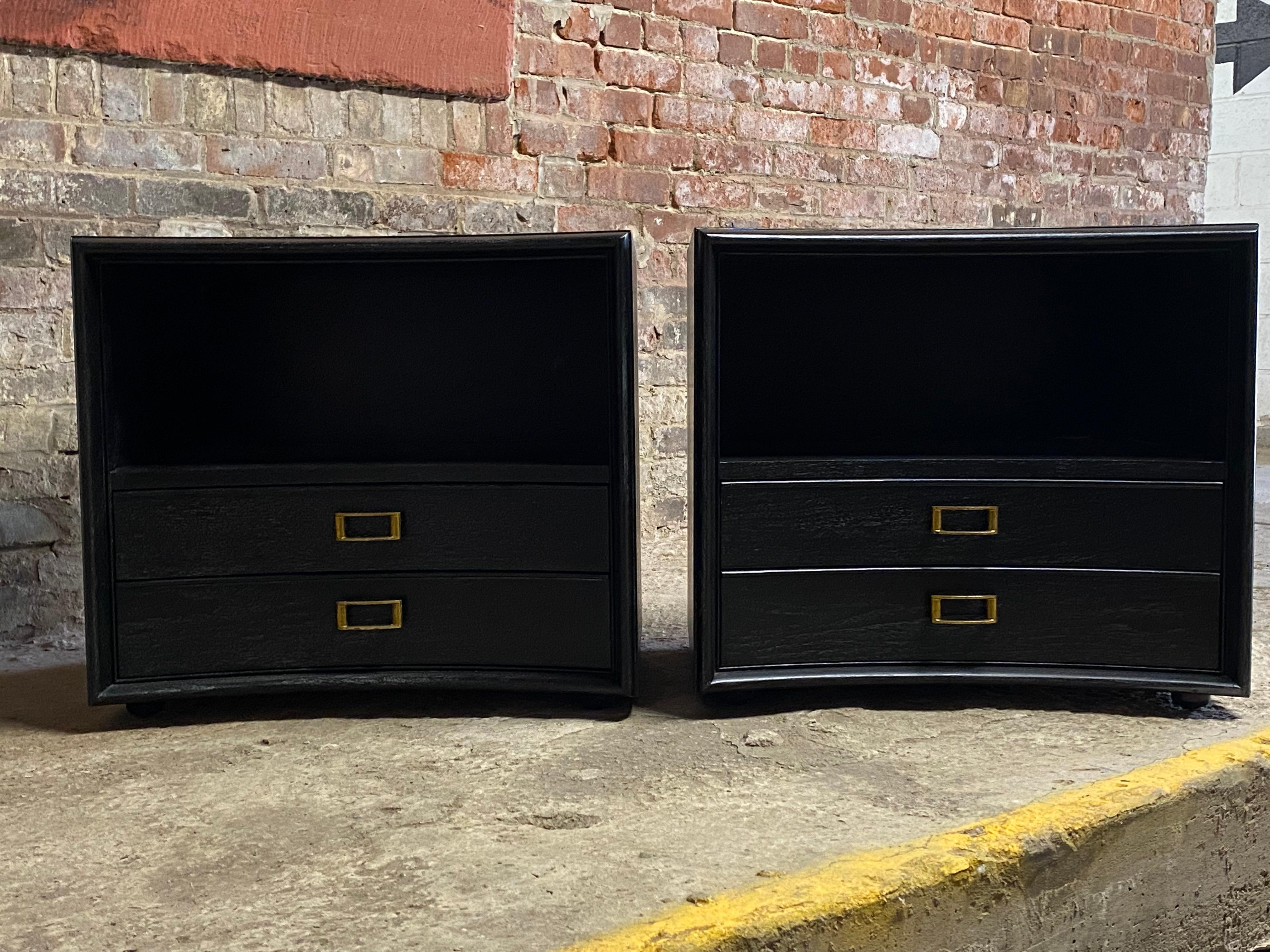Mid-Century Modern Paul Frankl for Johnson Furniture Company Ebonized and Limed End Tables For Sale