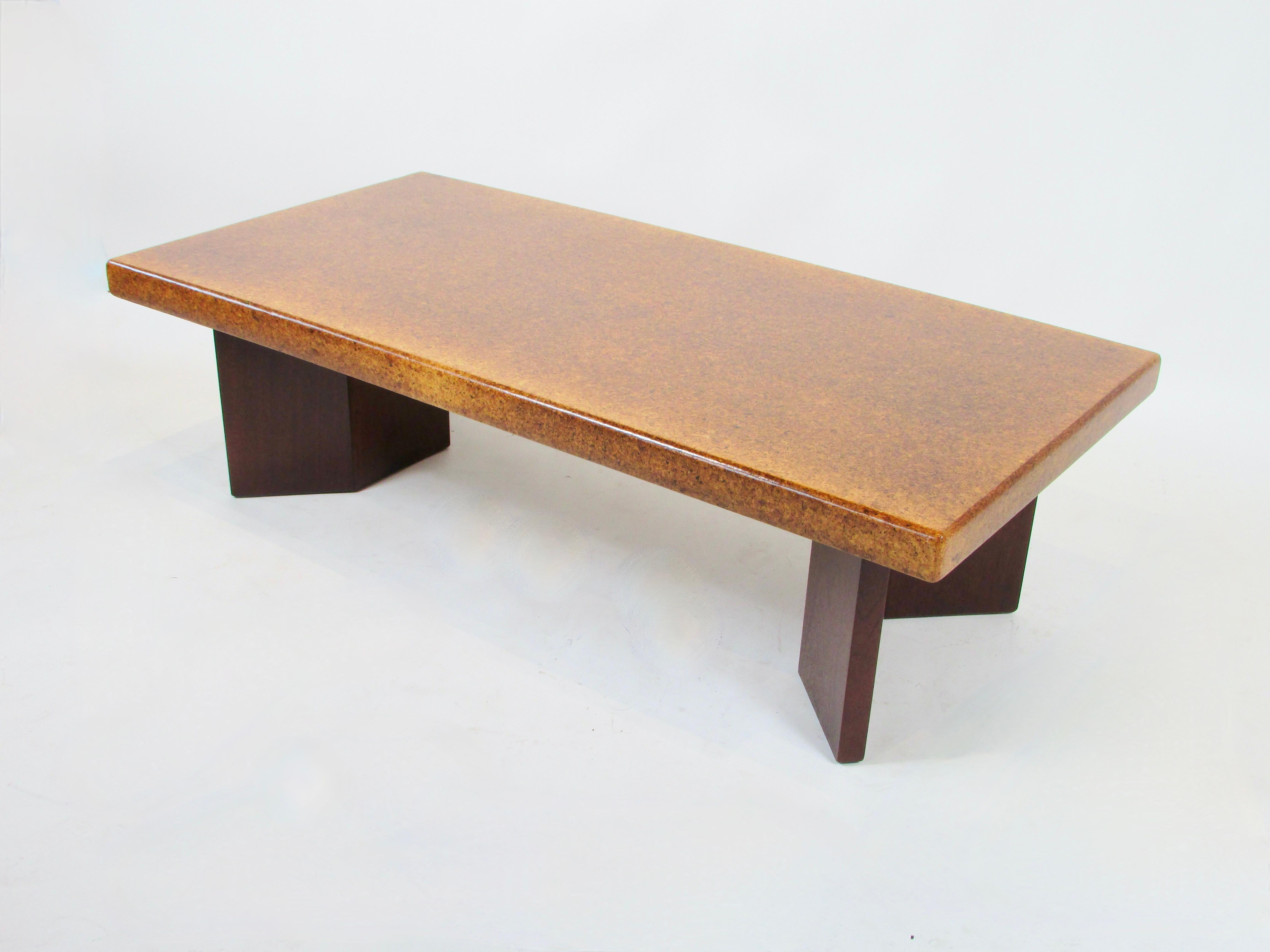 Mid-Century Modern Paul Frankl for Johnson Furniture cork top cocktail table For Sale