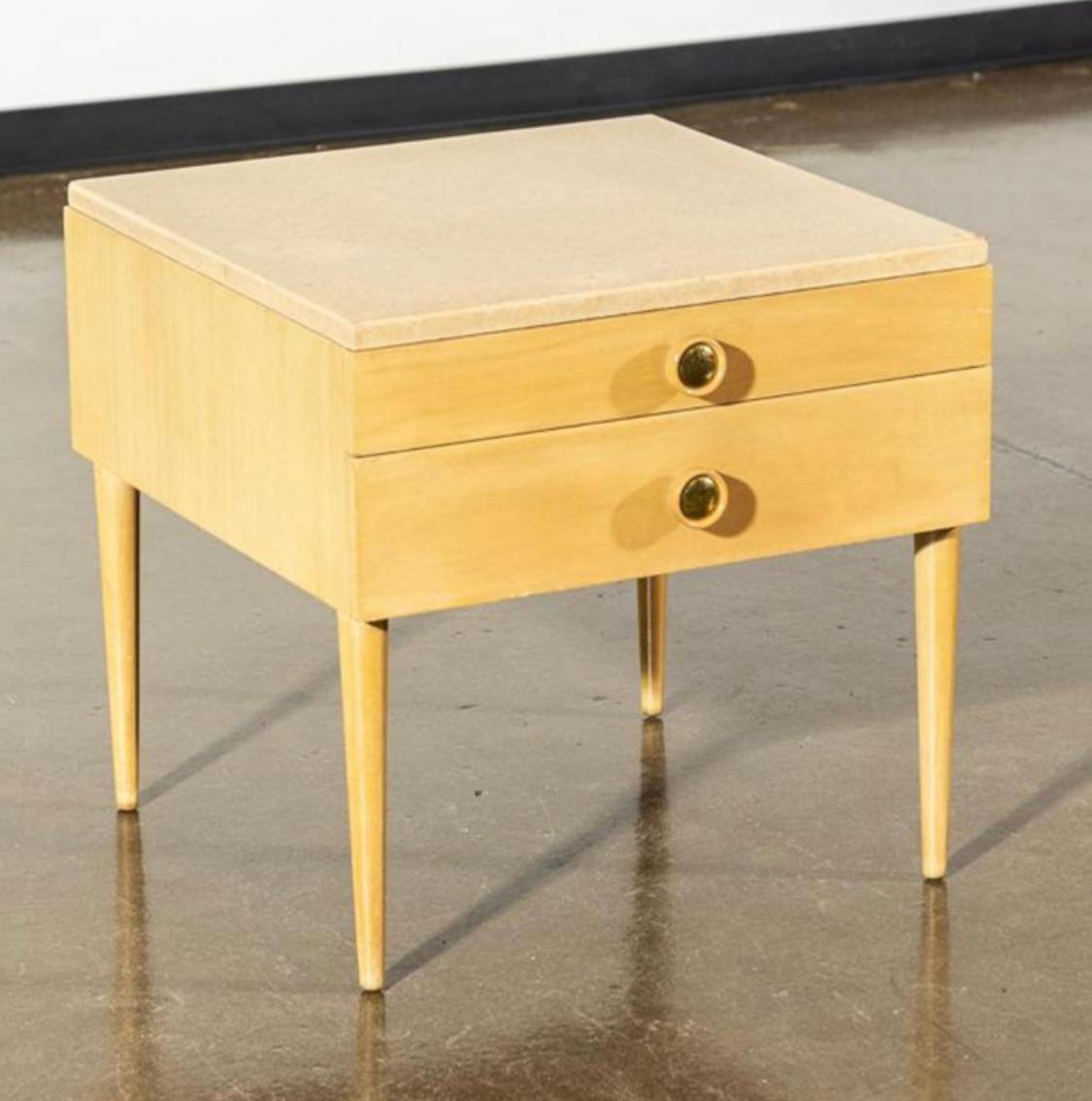 American Paul Frankl for Johnson Furniture Cork Top Side Table or Nightstand