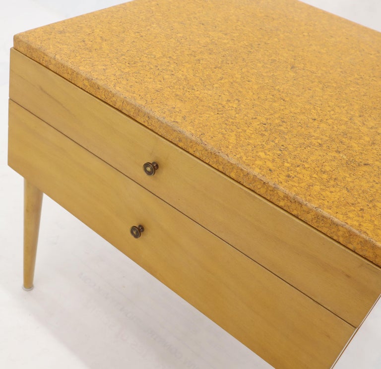 Paul Frankl for Johnson Furniture Cork Top Two Drawer Sqaure End Table