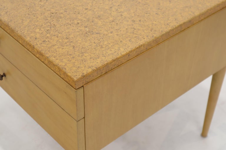 Paul Frankl for Johnson Furniture Cork Top Two Drawer Sqaure End Table
