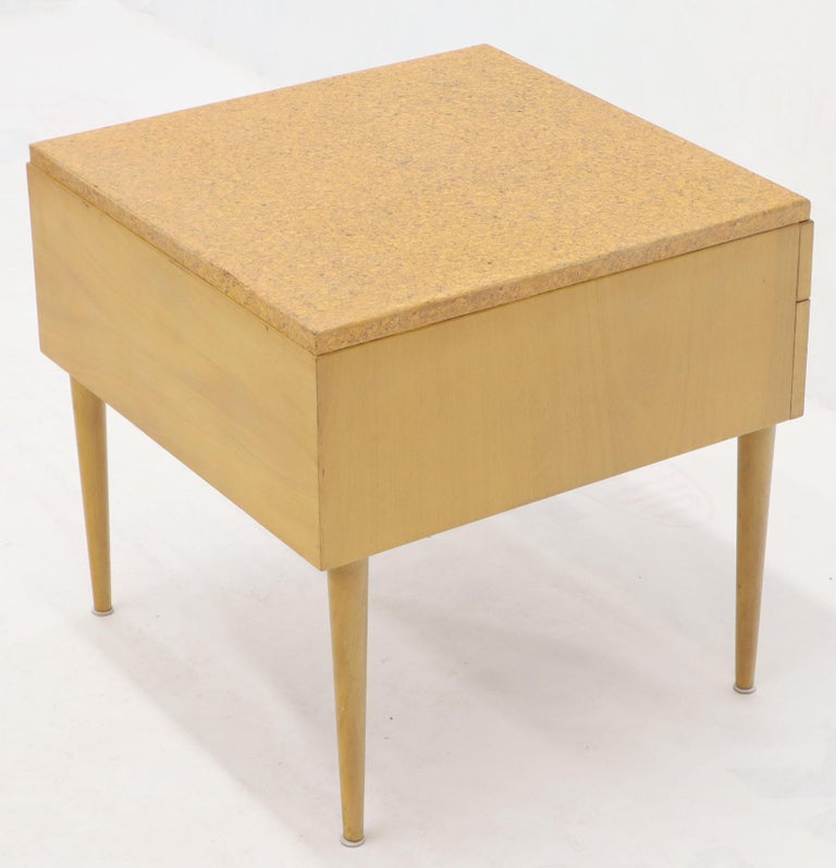 Paul Frankl for Johnson Furniture Cork Top Two Drawer Sqaure End Table