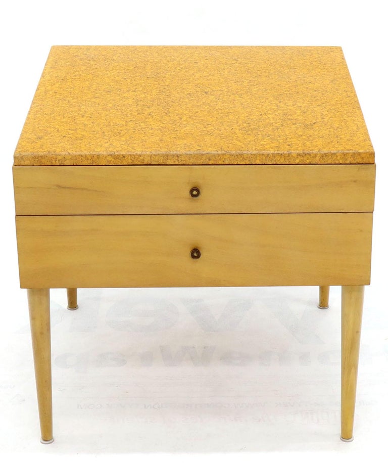 Paul Frankl For Johnson Furniture Cork Top Two Drawer Sqaure End