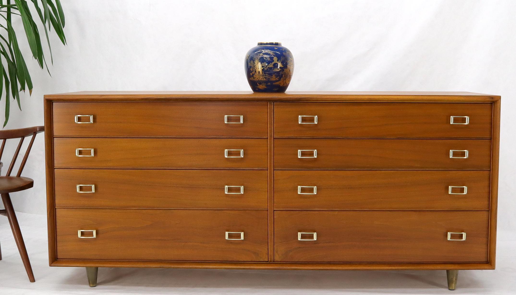 Walnut Paul Frankl for Johnson Furniture Eight Drawers Long Dresser Credenza