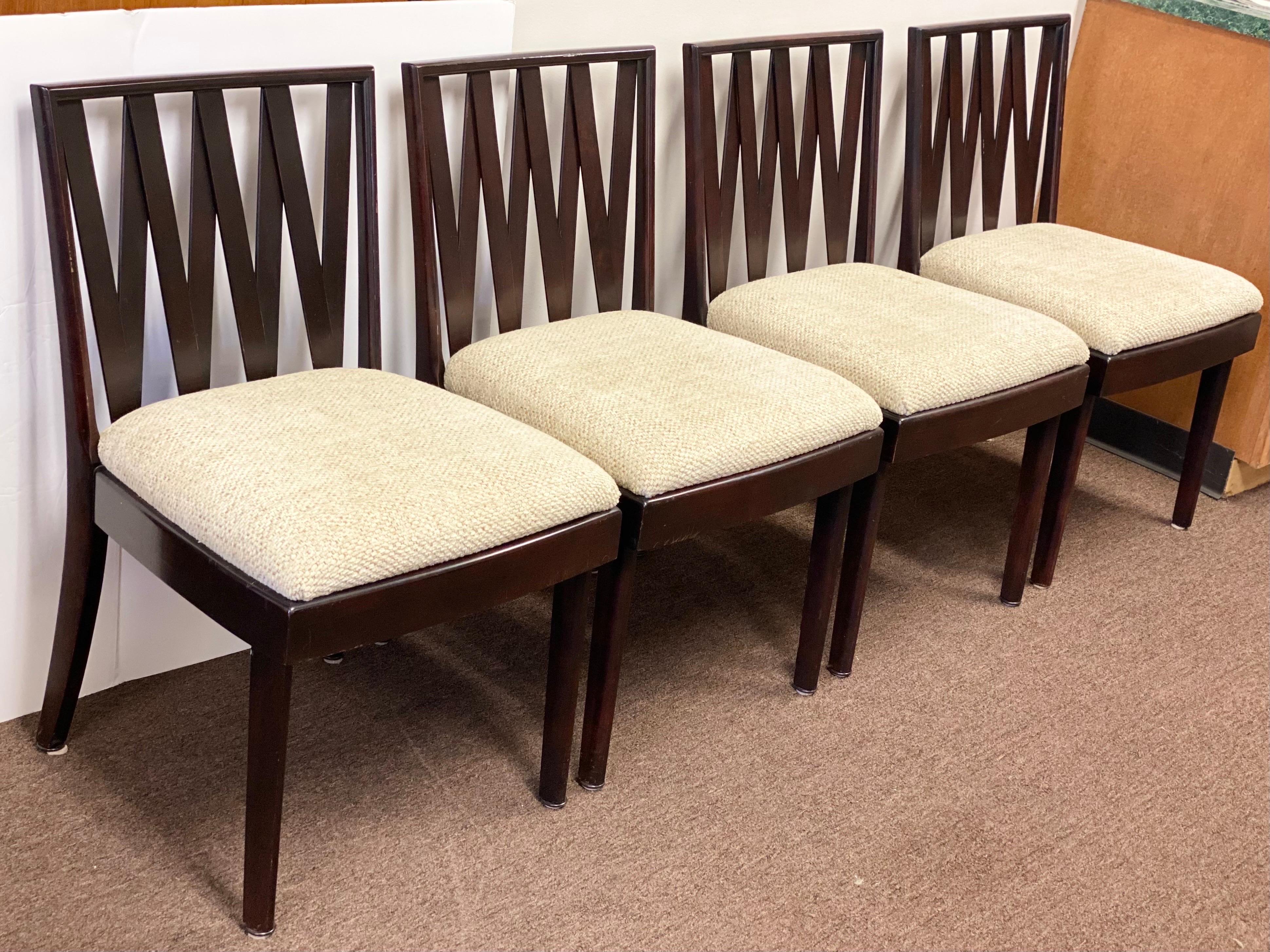 Paul Frankl for Johnson Furniture Mahogany and White Cork Dining Set, Set of 5 For Sale 2