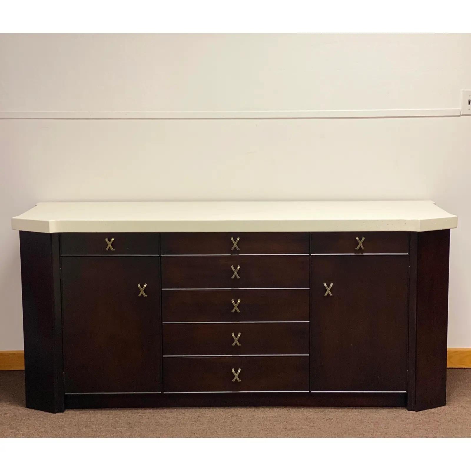 Paul Frankl for Johnson Furniture Set da pranzo in mogano e sughero bianco, set di 5 persone in vendita 6