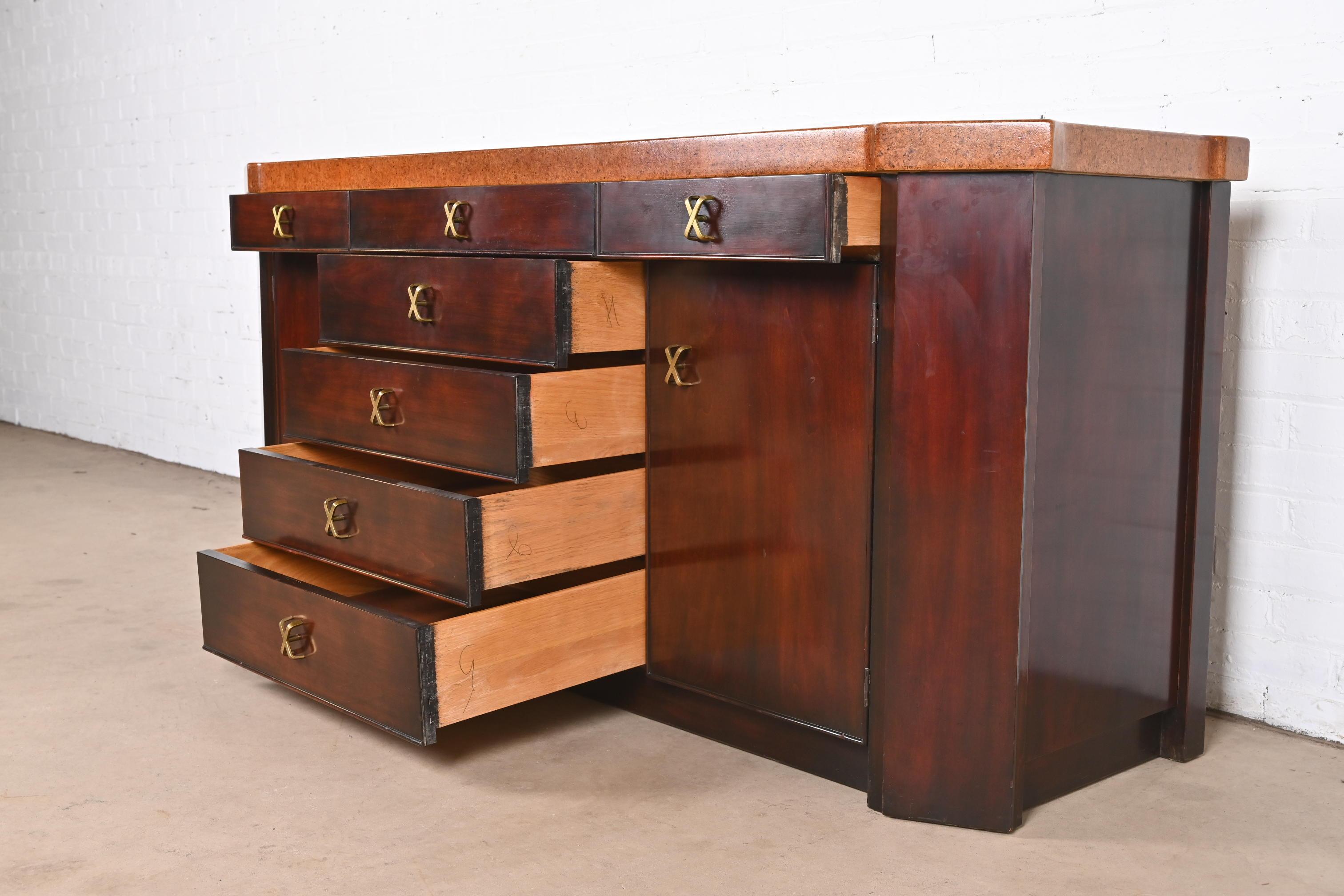 Paul Frankl for Johnson Furniture Mahogany Sideboard or Bar Cabinet, 1950s For Sale 3