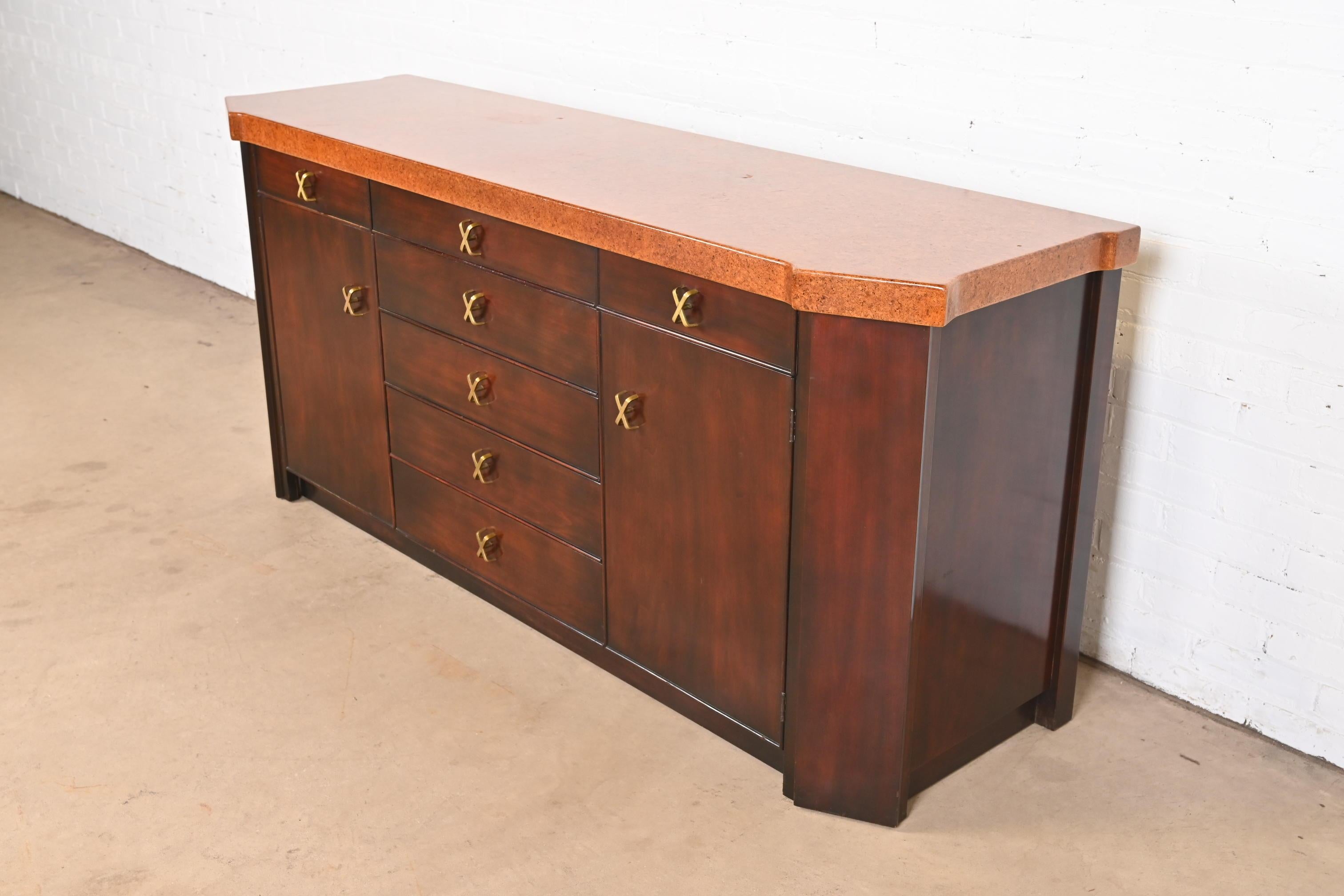 American Paul Frankl for Johnson Furniture Mahogany Sideboard or Bar Cabinet, 1950s For Sale