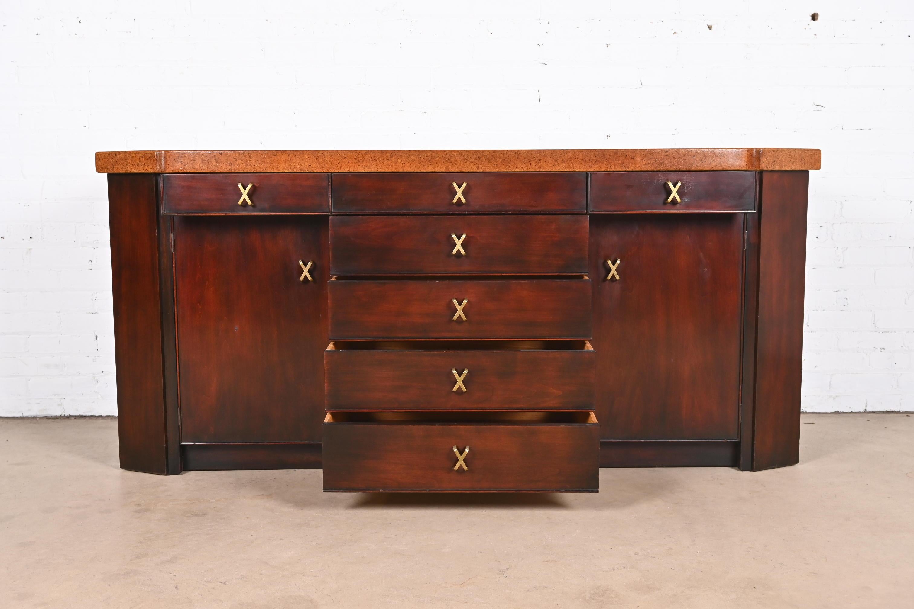 Paul Frankl for Johnson Furniture Mahogany Sideboard or Bar Cabinet, 1950s For Sale 2
