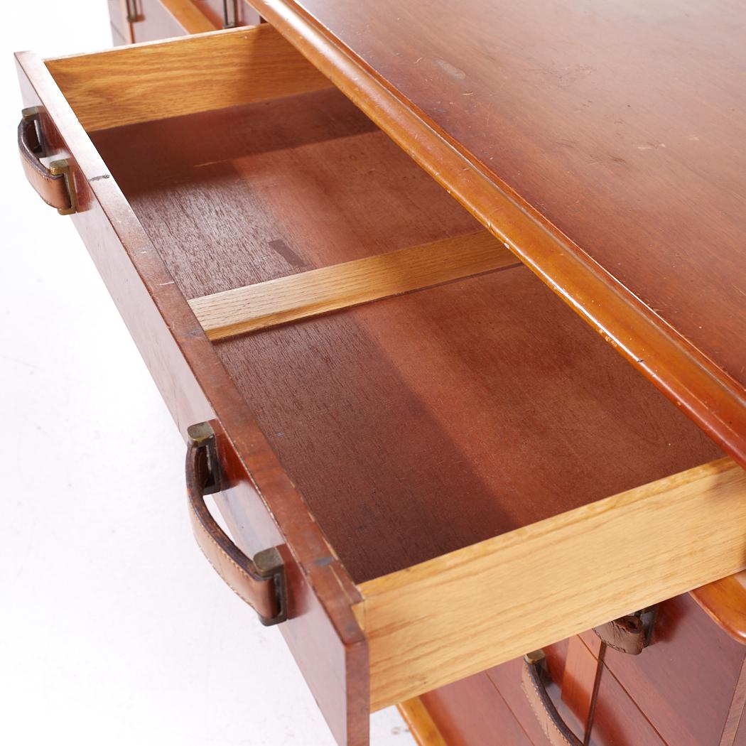 Paul Frankl for Johnson Furniture MCM Leather Birch Maple Station Wagon Dresser For Sale 4