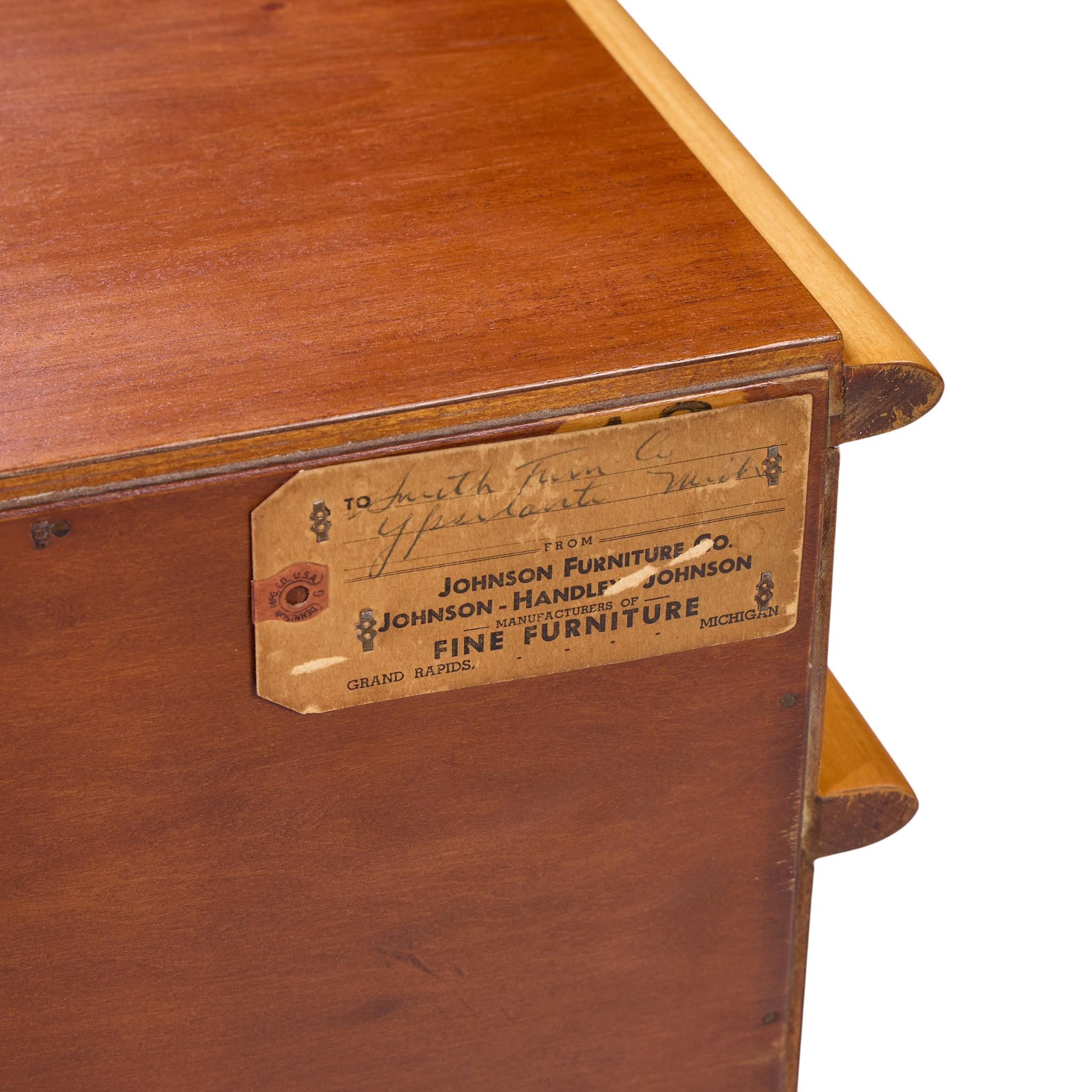 Paul Frankl for Johnson Furniture Commode Station Wagon en cuir, bouleau et érable MCM en vente 2