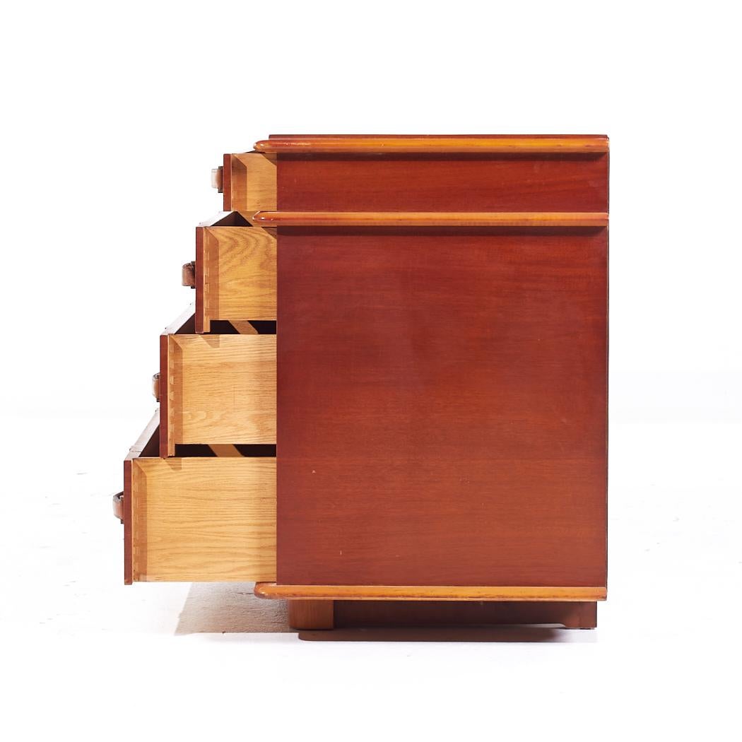 Fin du 20e siècle Paul Frankl for Johnson Furniture Commode Station Wagon en cuir, bouleau et érable MCM en vente