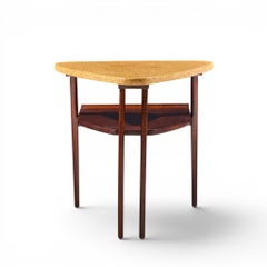 Paul Frankl pour Johnson Furniture : table d'appoint de style « mid-century » en liège et acajou