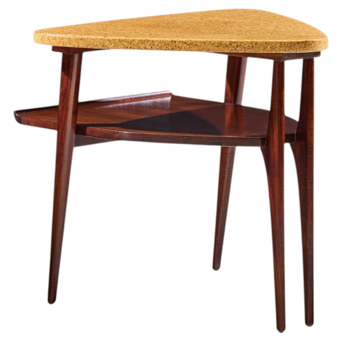 Paul Frankl per Johnson Furniture: tavolino da salotto in sughero e mogano in stile Mid-Century