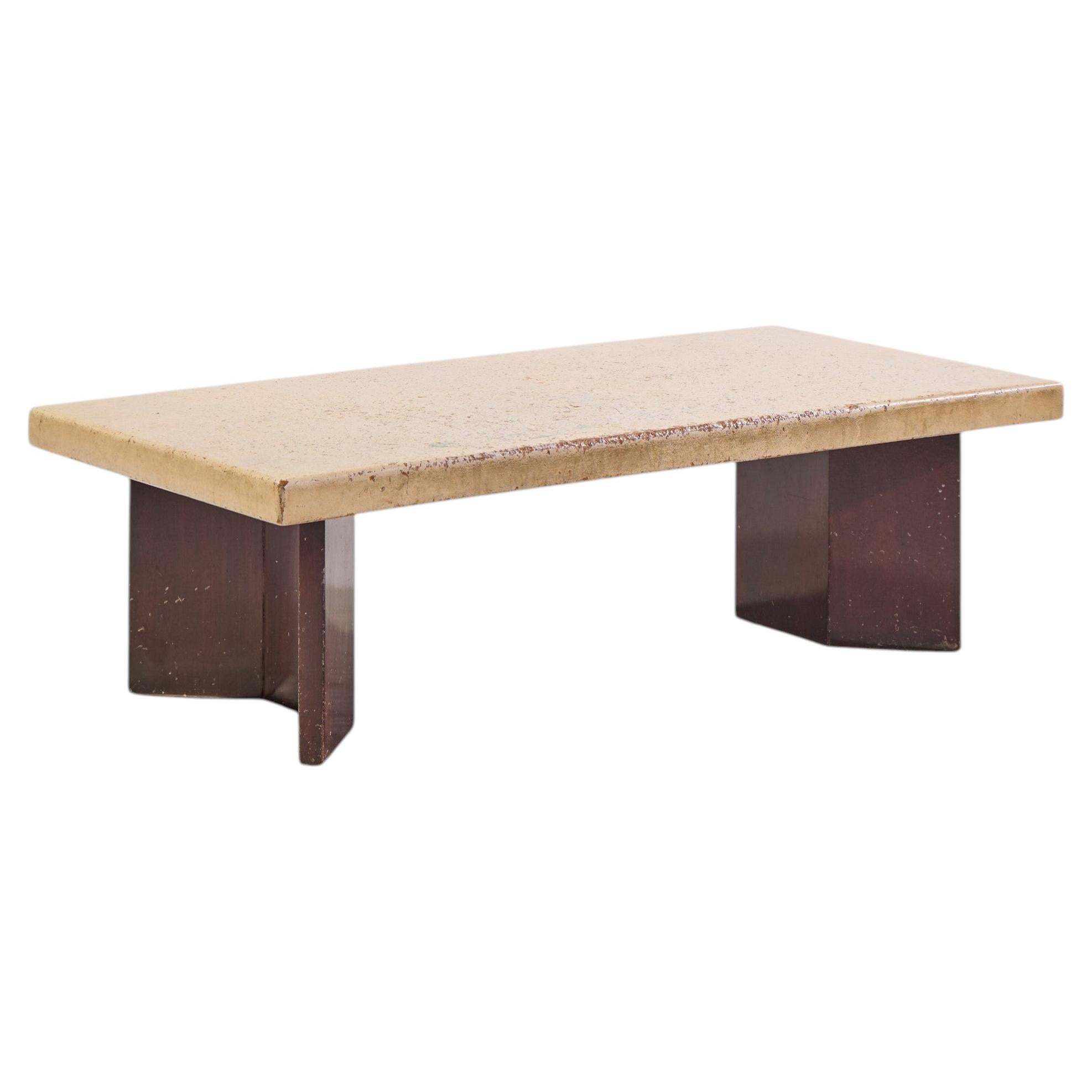 Mesa de centro de caoba y corcho de mediados de siglo, diseñada por Paul Frankl para Johnson Furniture