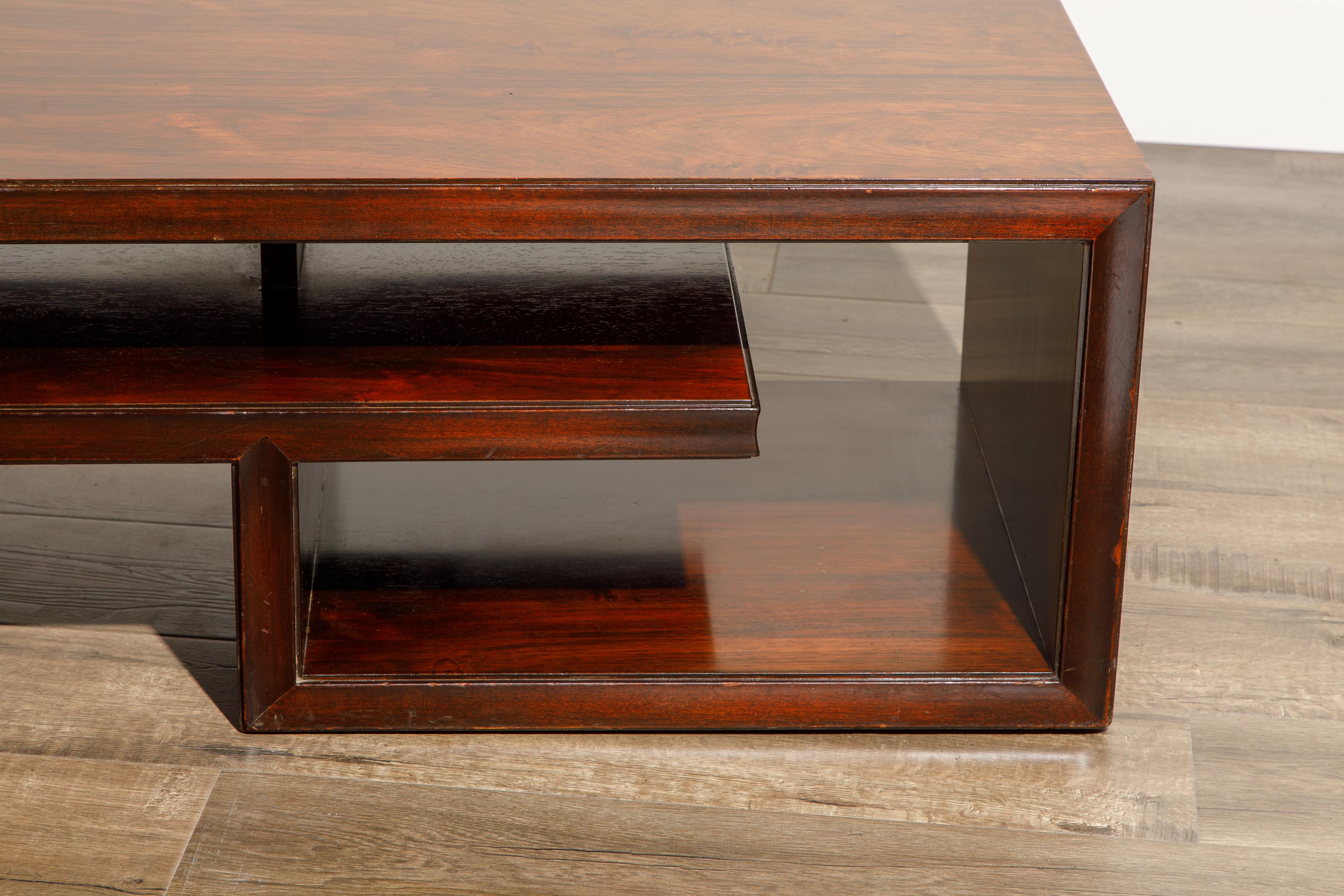 Paul Frankl for Johnson Furniture Rosewood Coffee Table, c. 1950s, Stamped 7