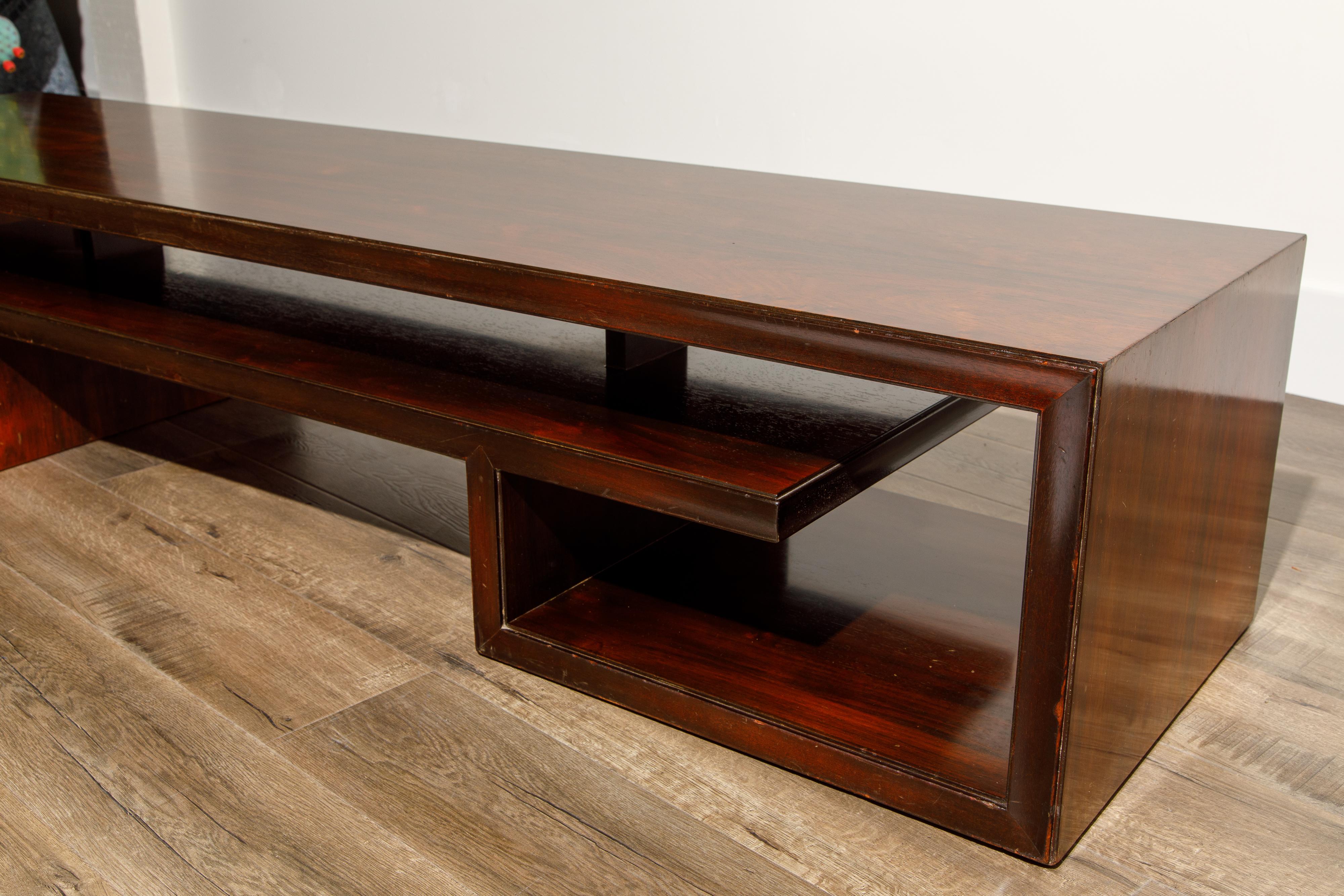 Paul Frankl for Johnson Furniture Rosewood Coffee Table, c. 1950s, Stamped 8