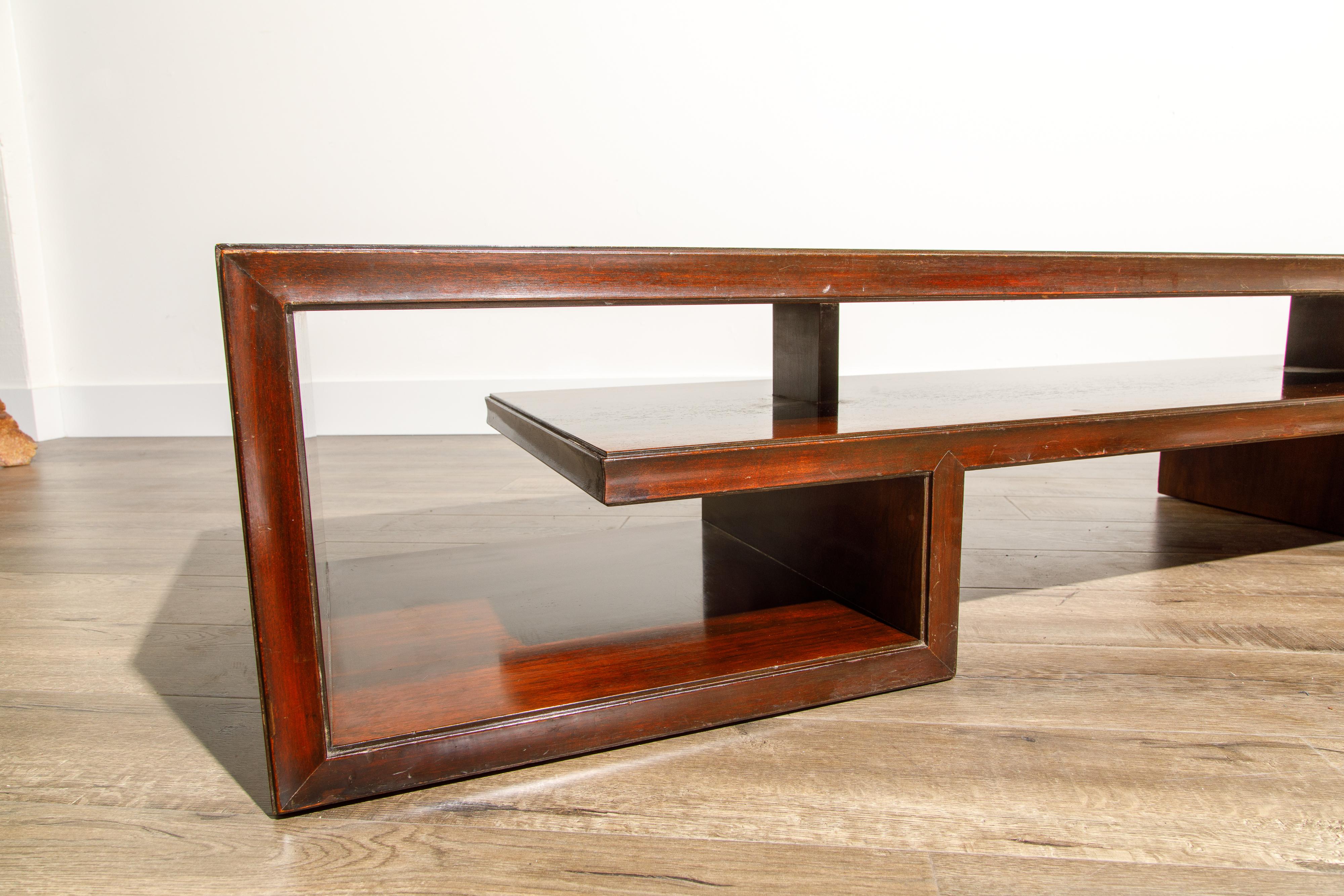 Paul Frankl for Johnson Furniture Rosewood Coffee Table, c. 1950s, Stamped 10