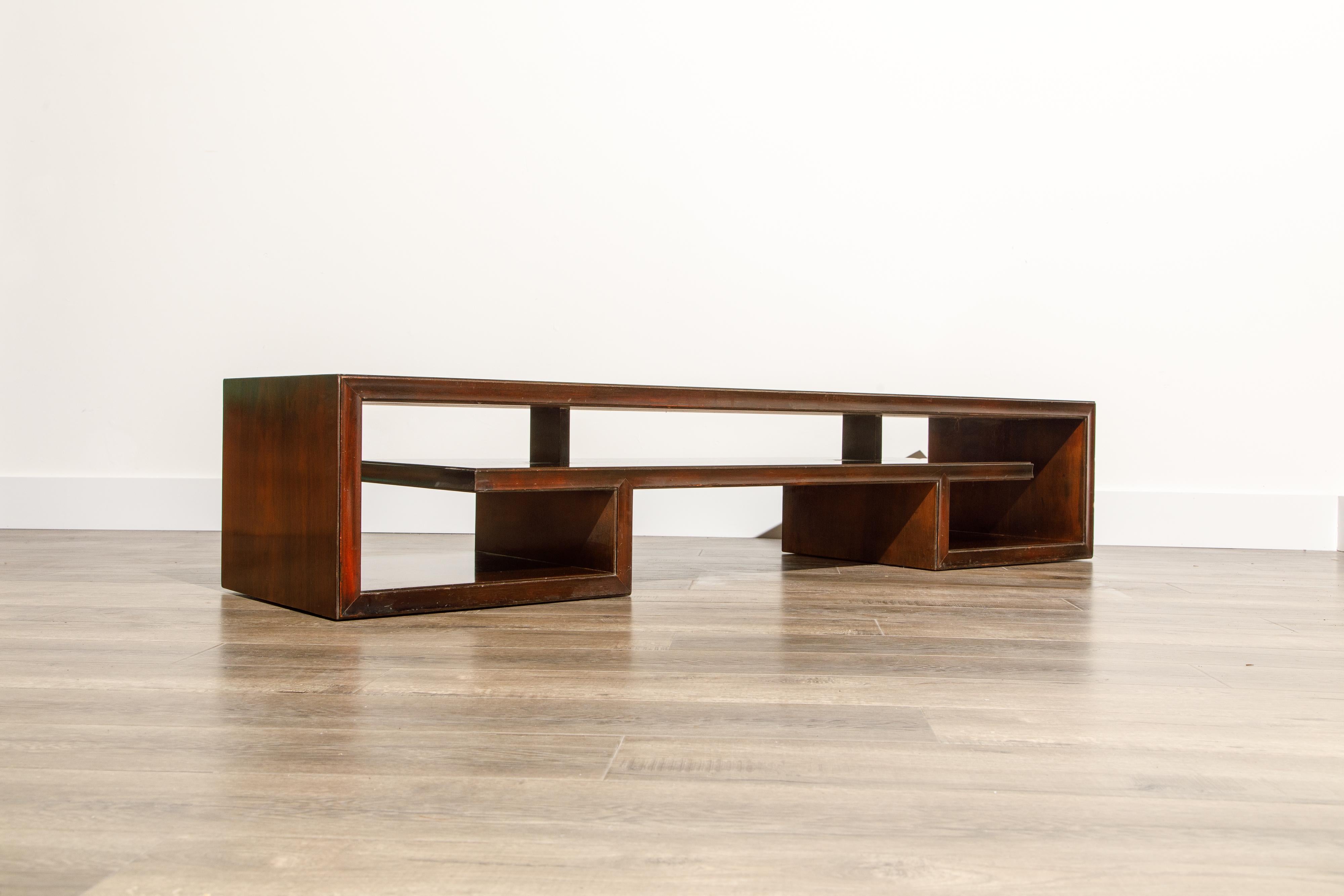 Paul Frankl for Johnson Furniture Rosewood Coffee Table, c. 1950s, Stamped In Good Condition In Los Angeles, CA