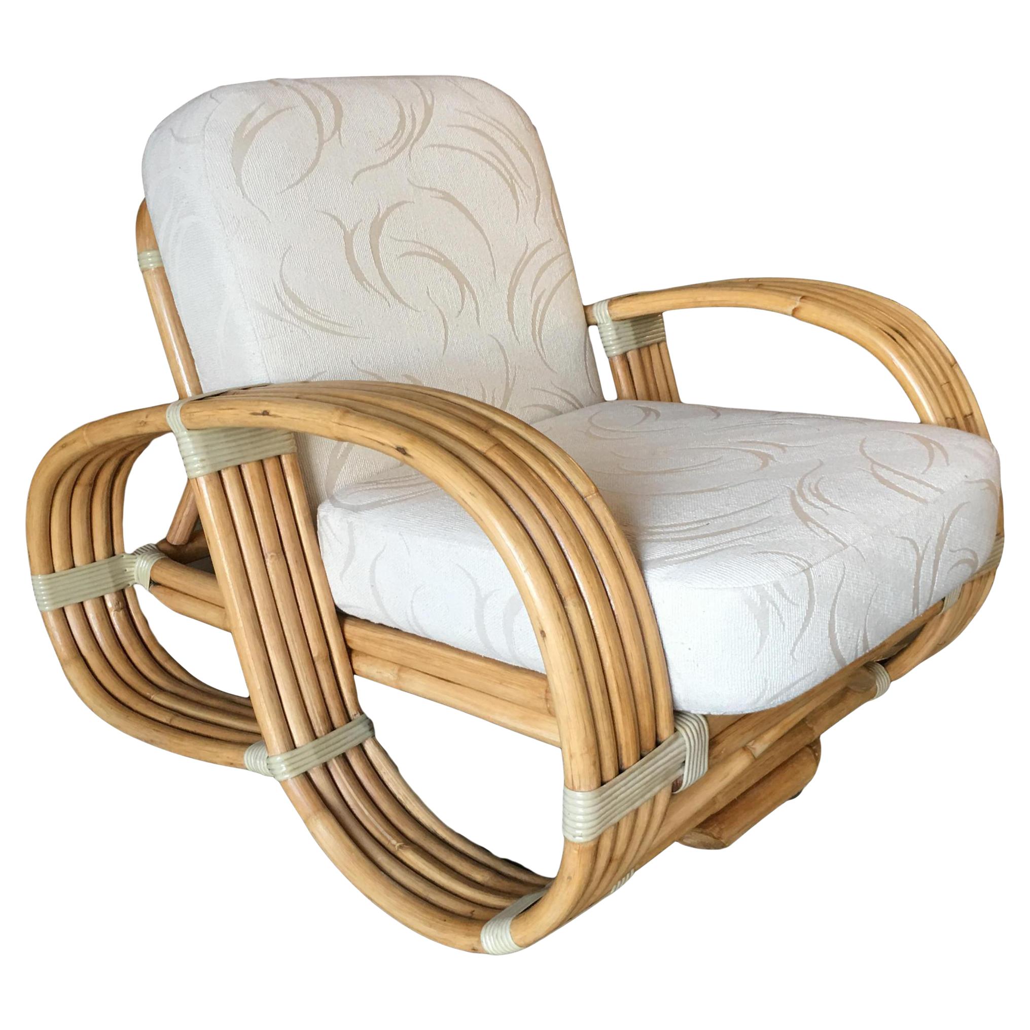 Paul Frankl Inspired 5-Strand "Reverse Pretzel" Rattan Lounge Chair