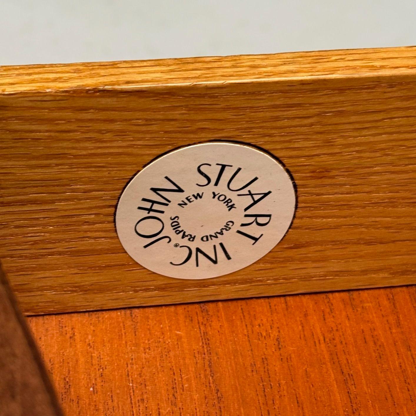 Paul Frankl, John Stuart, Mid-Century Modern, Concave Nightstands, Walnut, 1950s 2