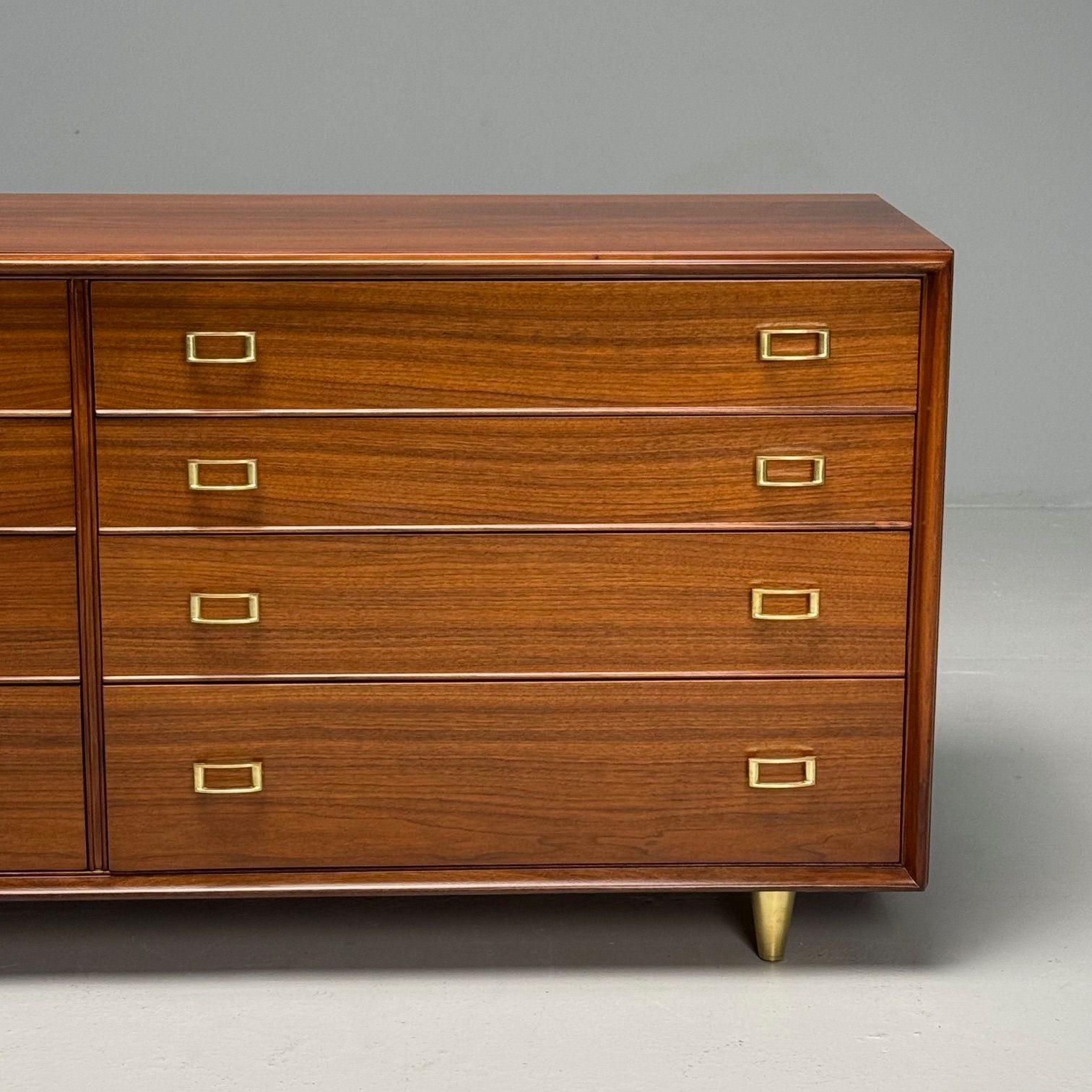 Paul Frankl, John Stuart, Mid-Century Modern, Dresser, Walnut, Brass, USA, 1950s For Sale 1